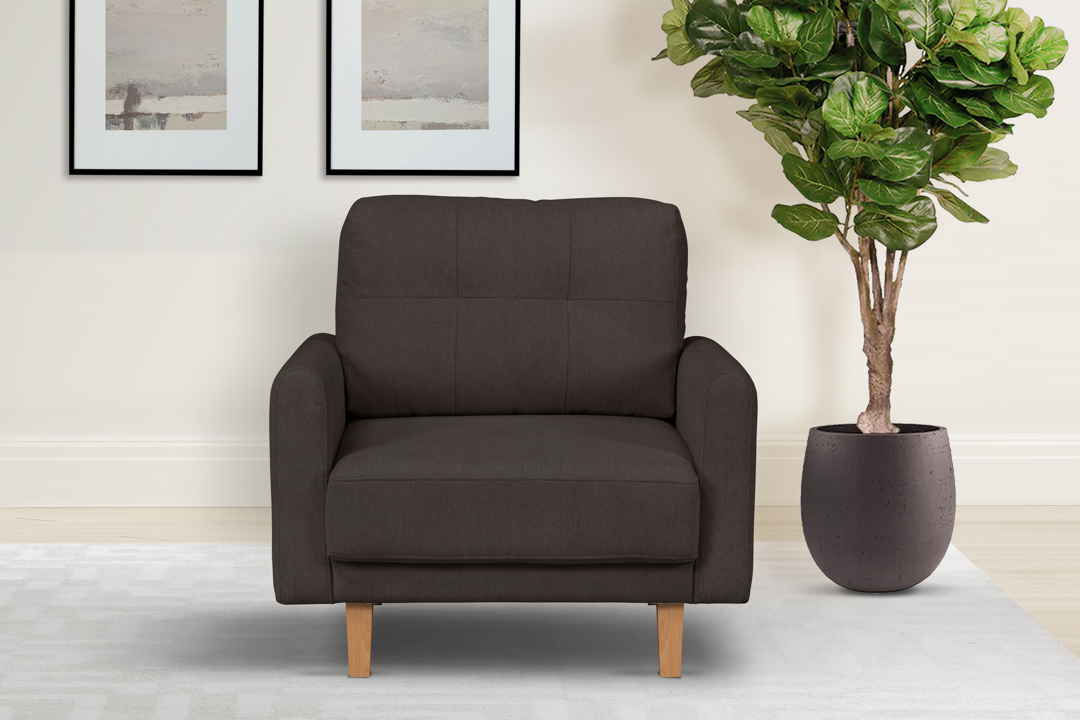 OTTO home Sessel "TRIPLO Relaxsessel mit Wellenunterfederung, Maße B/T/H: 95/100/89 cm" Polstersessel mit Steppung im Rückenkissen, hohe Qualität
