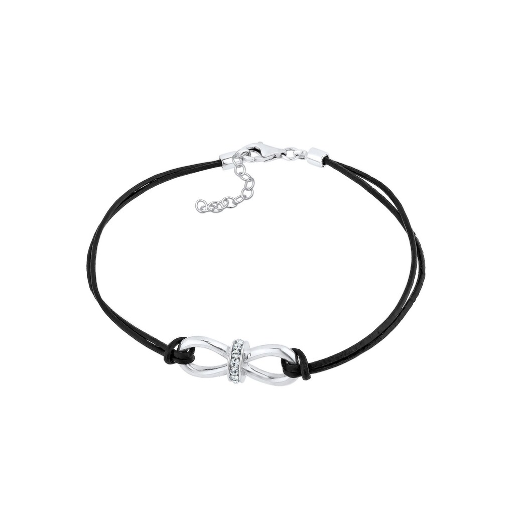 Elli Armband »Leder Infinity Kristalle Silber«