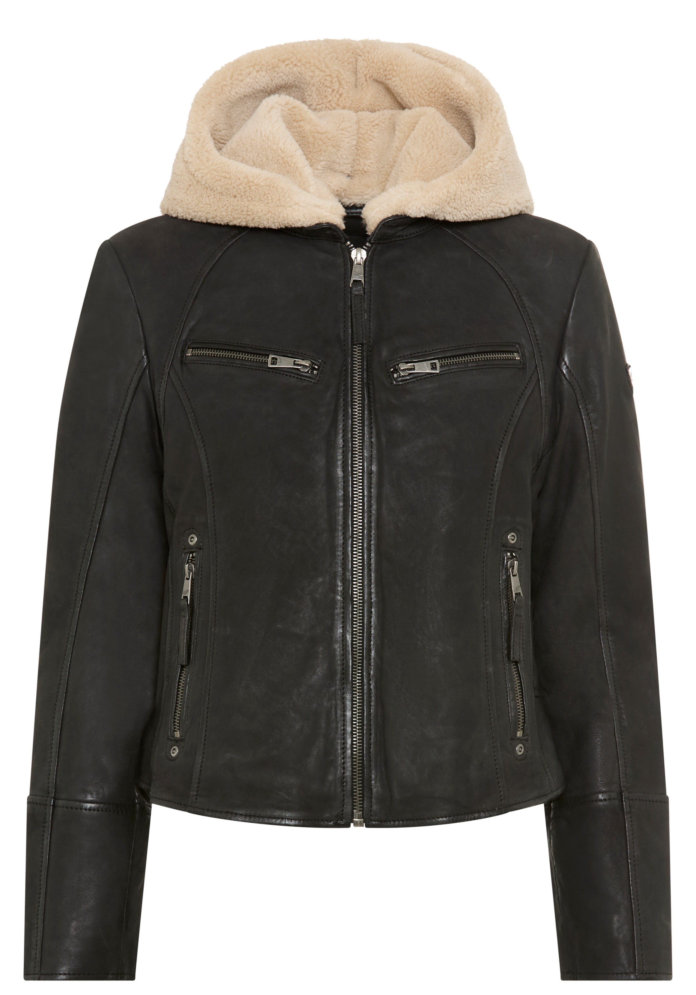 Mauritius Lederjacke "MWNedra" mit Kapuze mit abknöpfbarer Teddyplüsch-Kapu günstig online kaufen