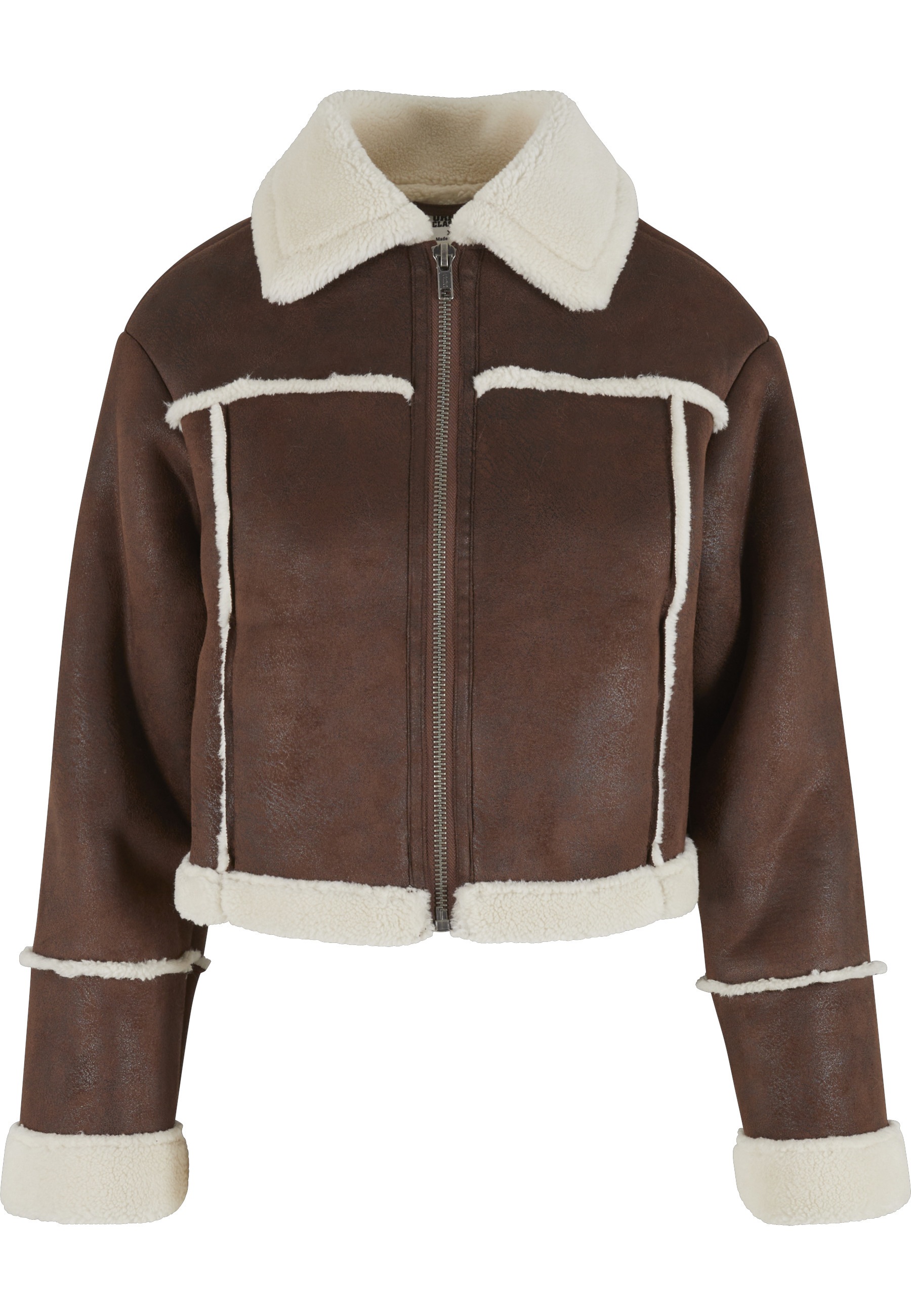 URBAN CLASSICS Winterjacke "Urban Classics Ladies Shearling Jacket" 1 Stk. tlg. mit Kapuze
