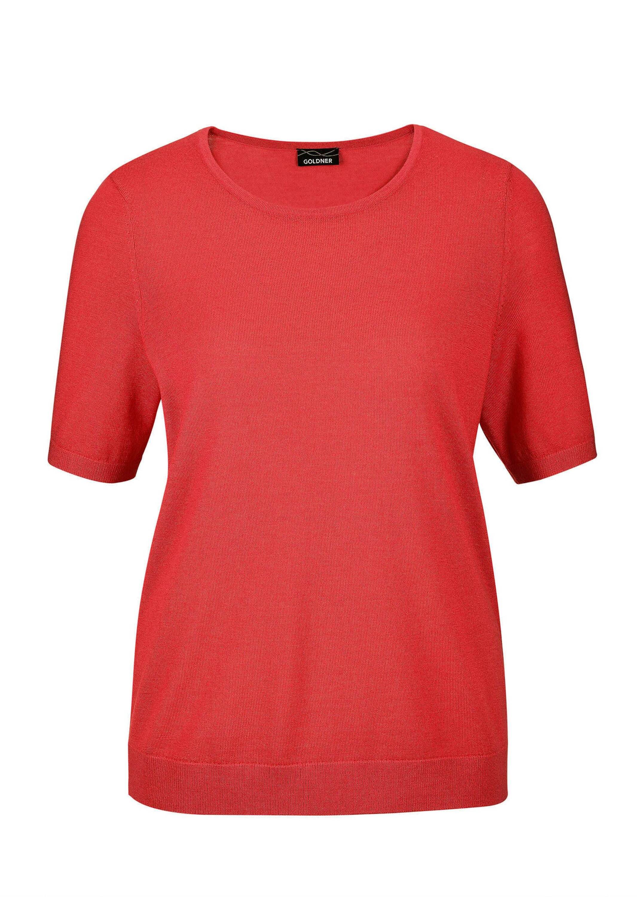 GOLDNER Strickpullover "Kurzgröße Klassisches Merinowollshirt, Rundhals" Rippenbündchen