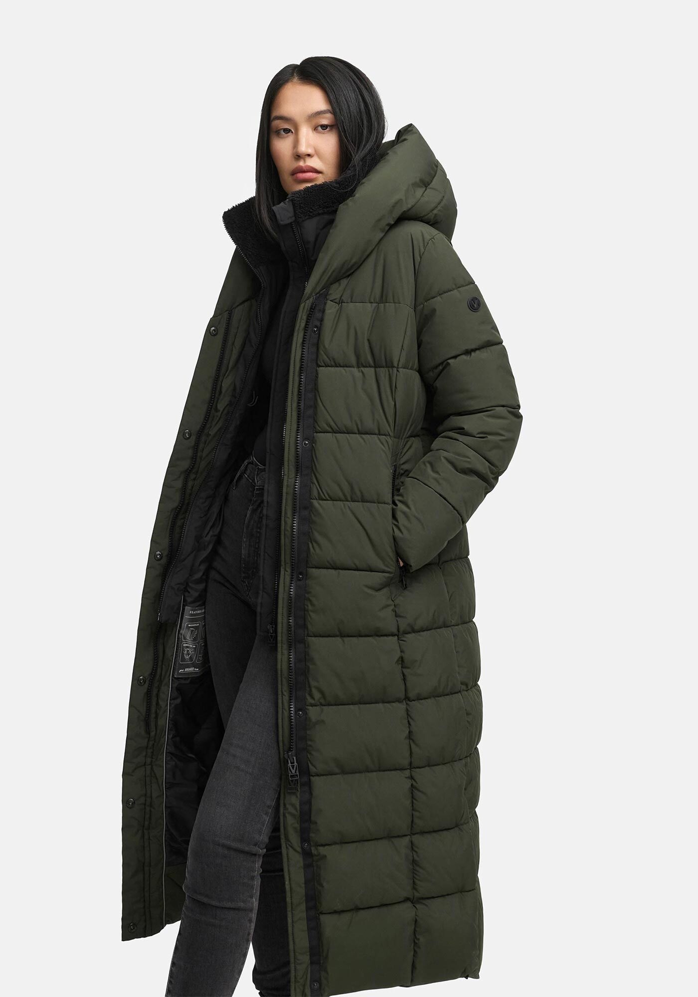 Marikoo Winterjacke "Pakoraa" extra langer Winter Mantel mit abnehmbaren Innenteil