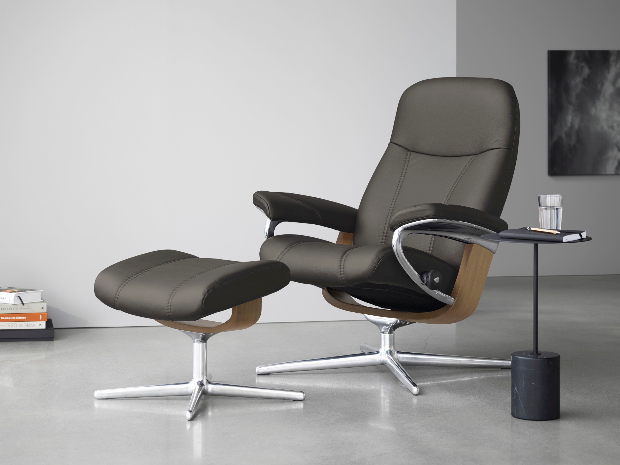 Stressless® Fußhocker »Consul«, mit Cross Base, Größe S, M & L, Holzakzent Eiche