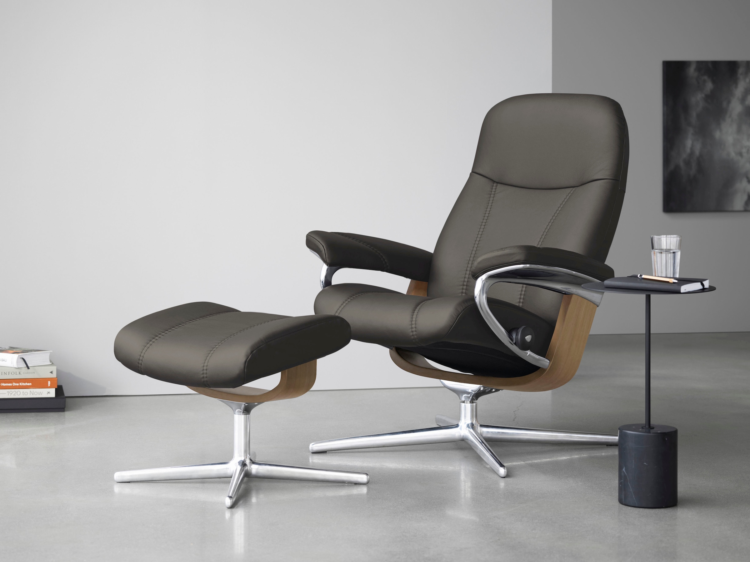 Stressless Fußhocker "Consul", mit Cross Base, Größe S, M & L, Holzakzent Eiche