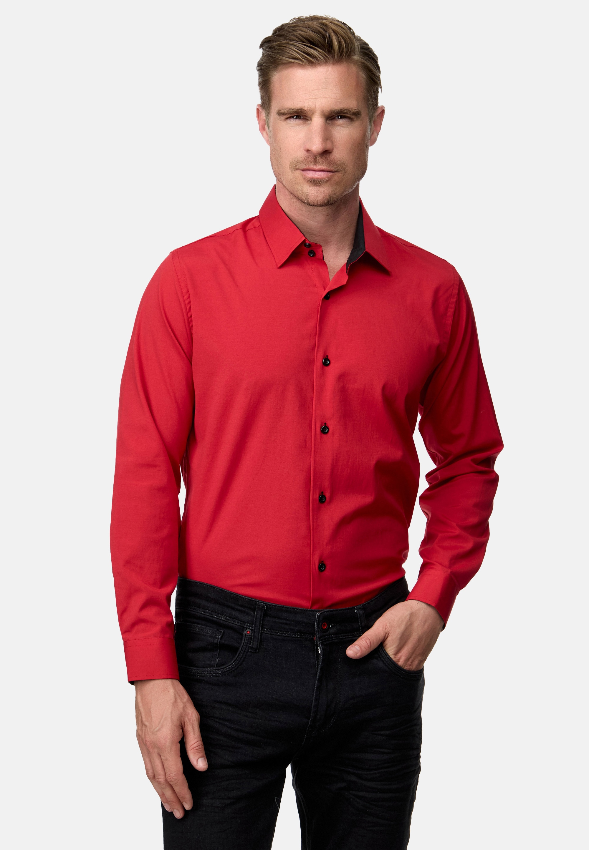 Langarmhemd, mit trendigem Farbkontrast