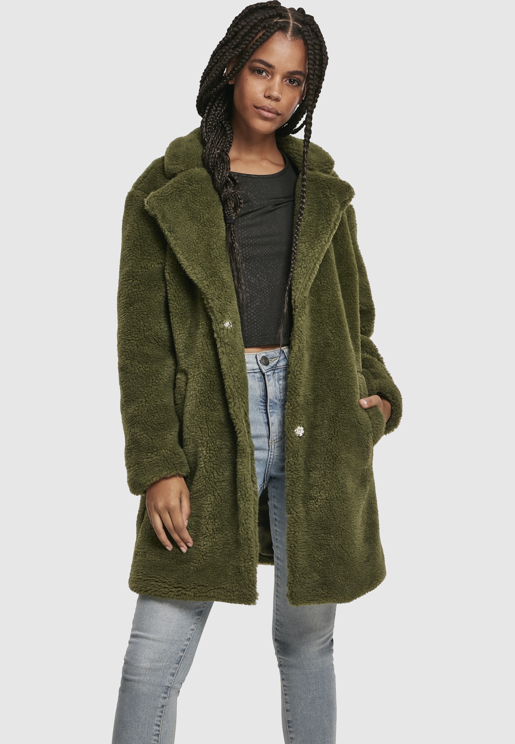 URBAN CLASSICS Parka »Urban Classics Damen Ladies Oversized Sherpa Coat« 1 Stk. tlg. ohne Kapuze