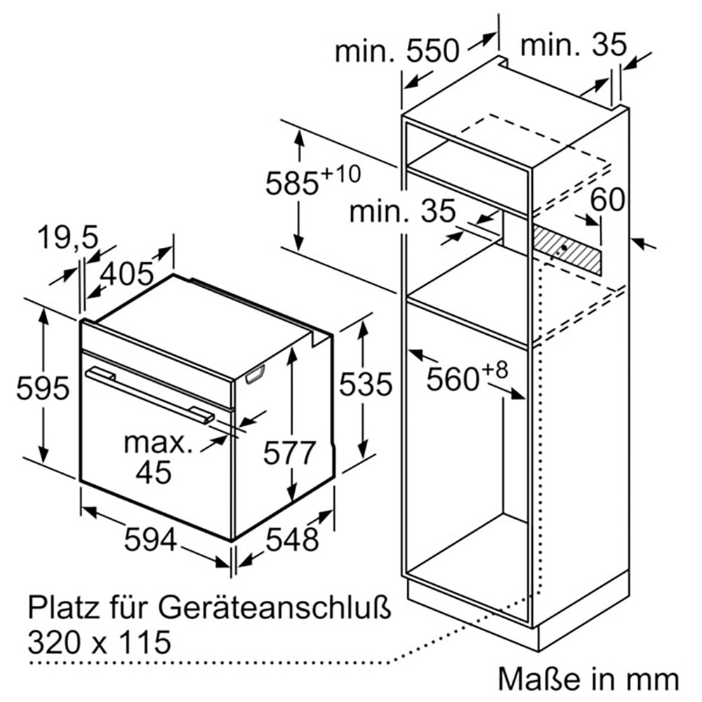 BOSCH Dampfbackofen Serie 8 »HSG7361B1«, mit Teleskopauszug nachrüstbar, AirFry-Funktion