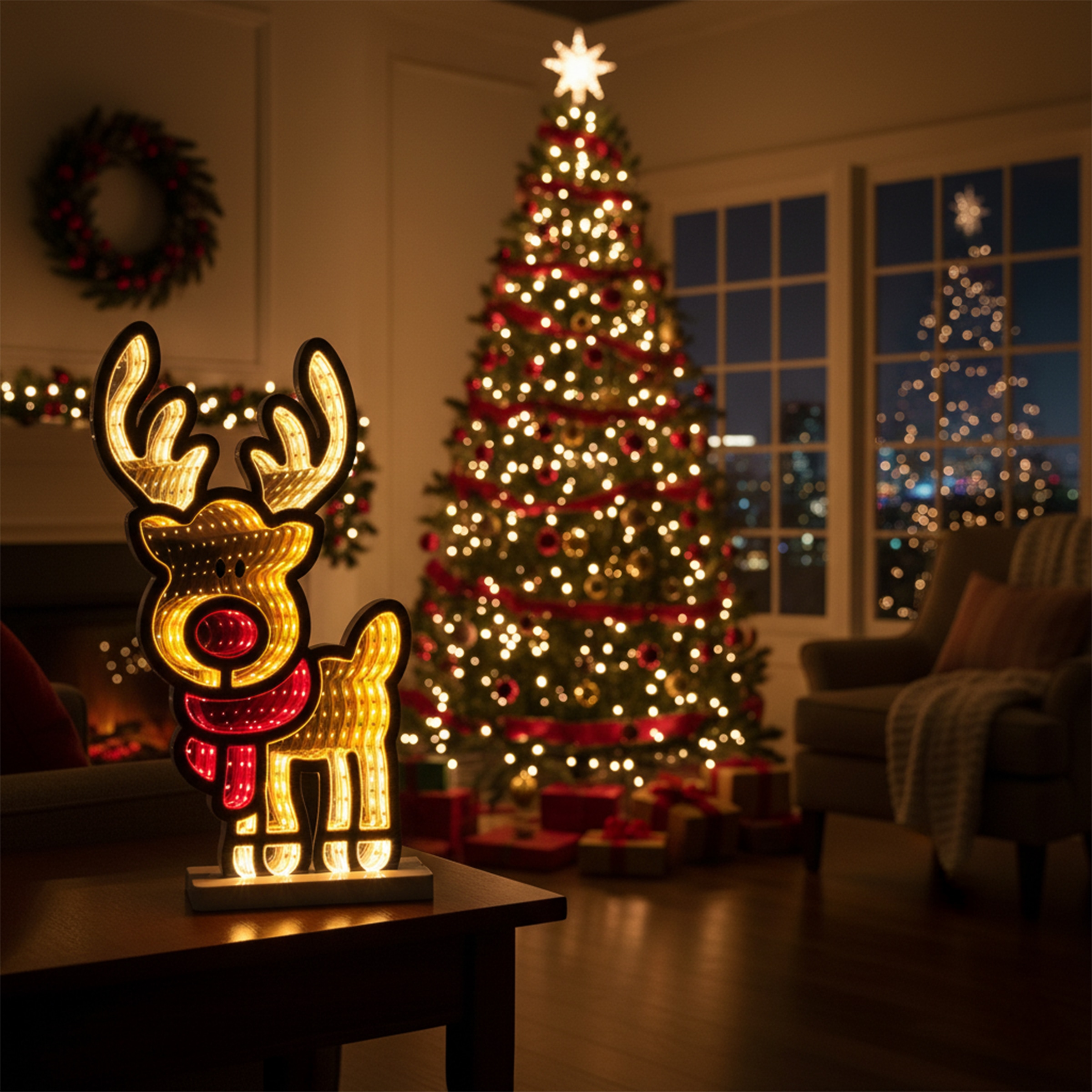 my home LED Dekofigur »LED-Rentier Evaya« LED-Modul Warmweiß Tiefenillusion mit 3D-Effekt, von beiden Seiten zu sehen