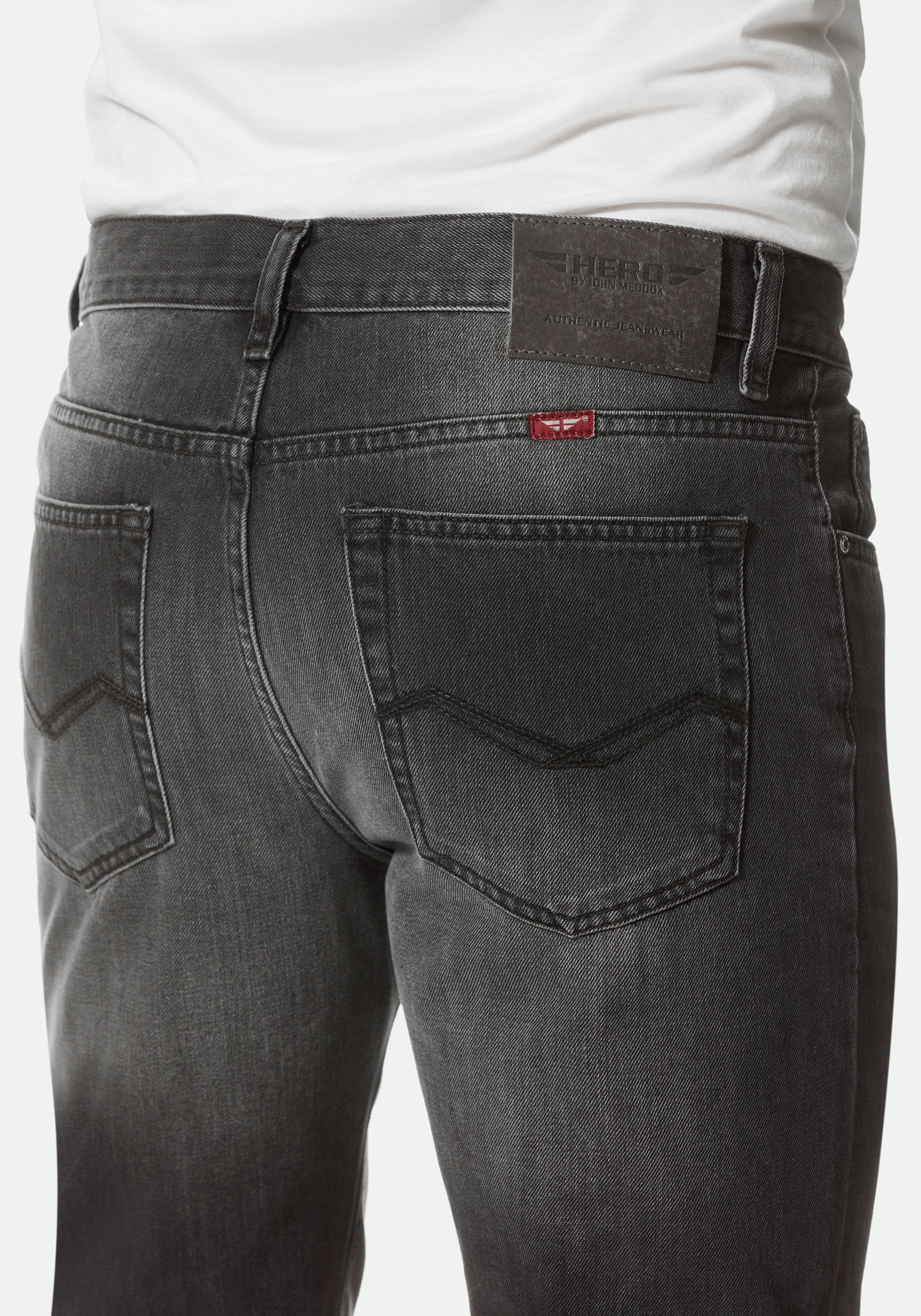 HERO by John Medoox 5-Pocket-Jeans »Denver Regular Straight Stretch«, Straight Fit Casual Clean Wash Denim Jeans für Herren
