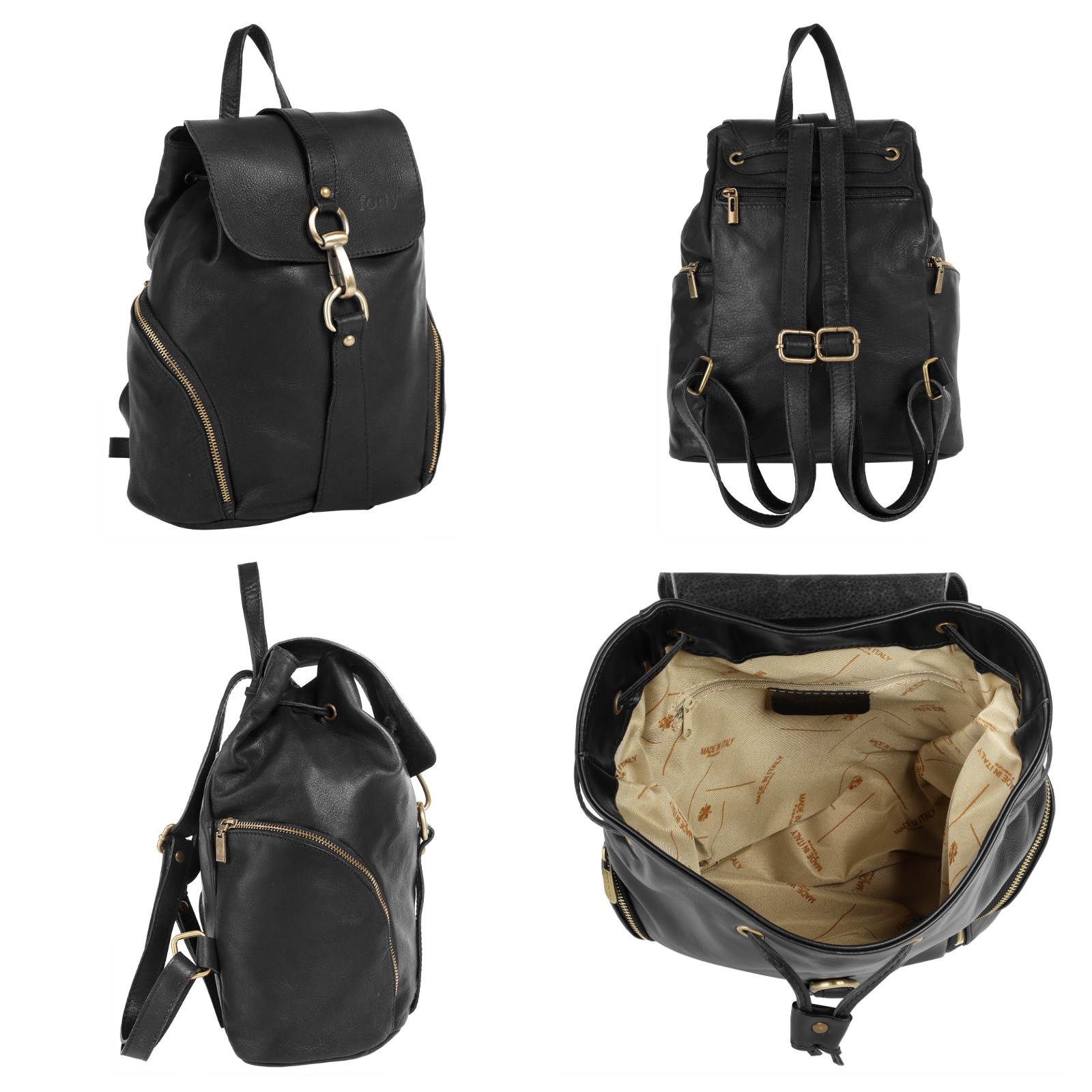 forty° Cityrucksack, echt Leder, Made in Italy