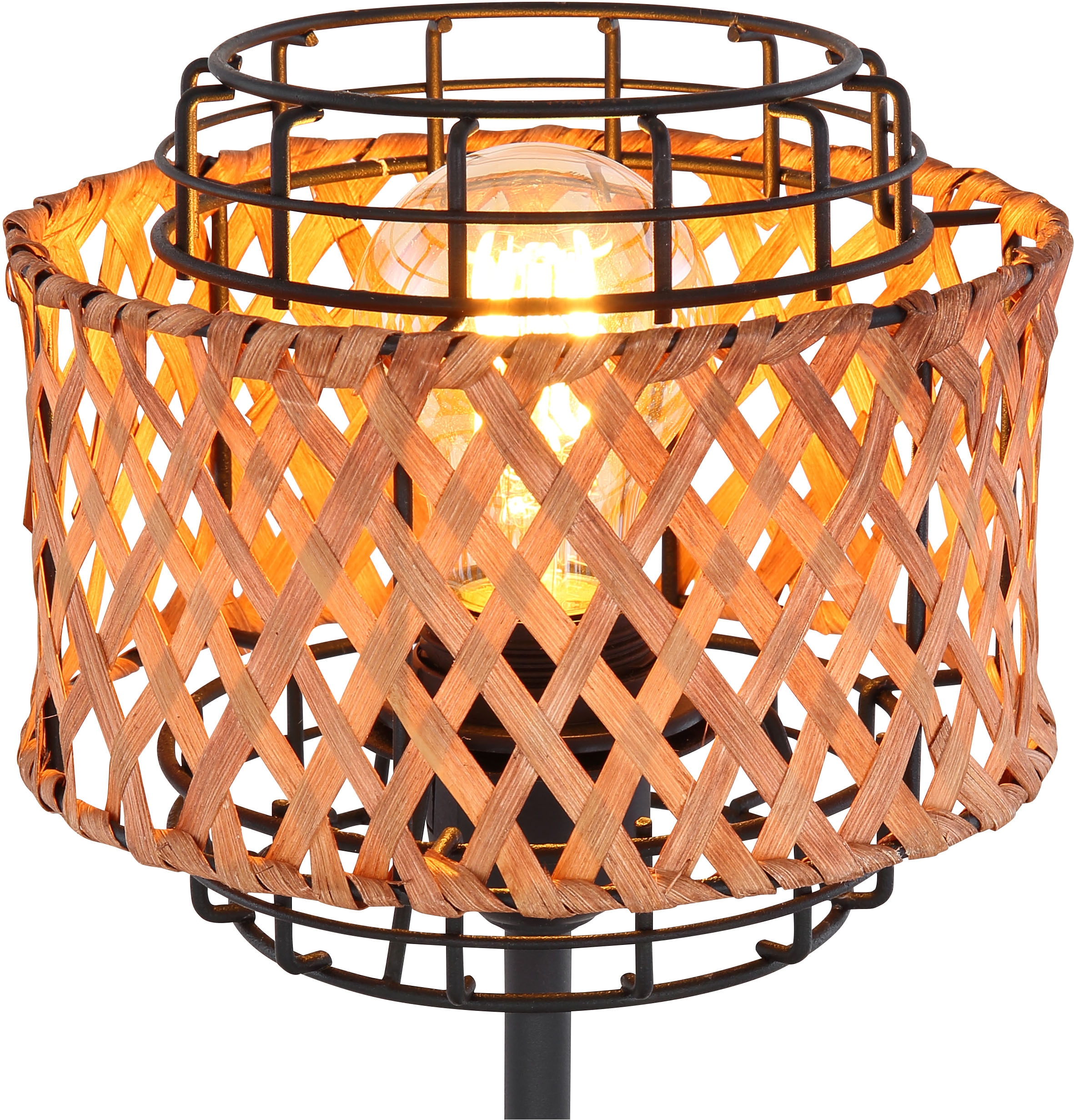 GLOBO LIGHTING Tischleuchte »GINA«, Leuchtmittel E27 | ohne Leuchtmittel, Tischlampe/Bambus/Geflecht/vintage/Wohnbereich/Schlafzimmer