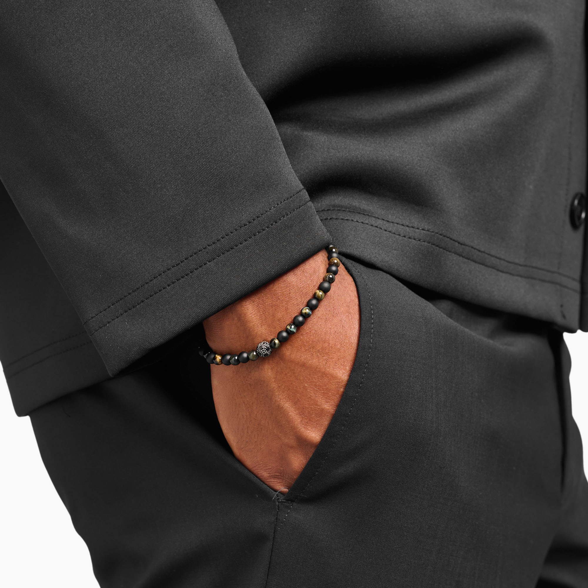 THOMAS SABO Armband »Talisman-Armband Obsidian und Tigerauge, A2184-806-7-L19,L21«, mit Zirkonia (synth.), Tigerauge, Obsidian