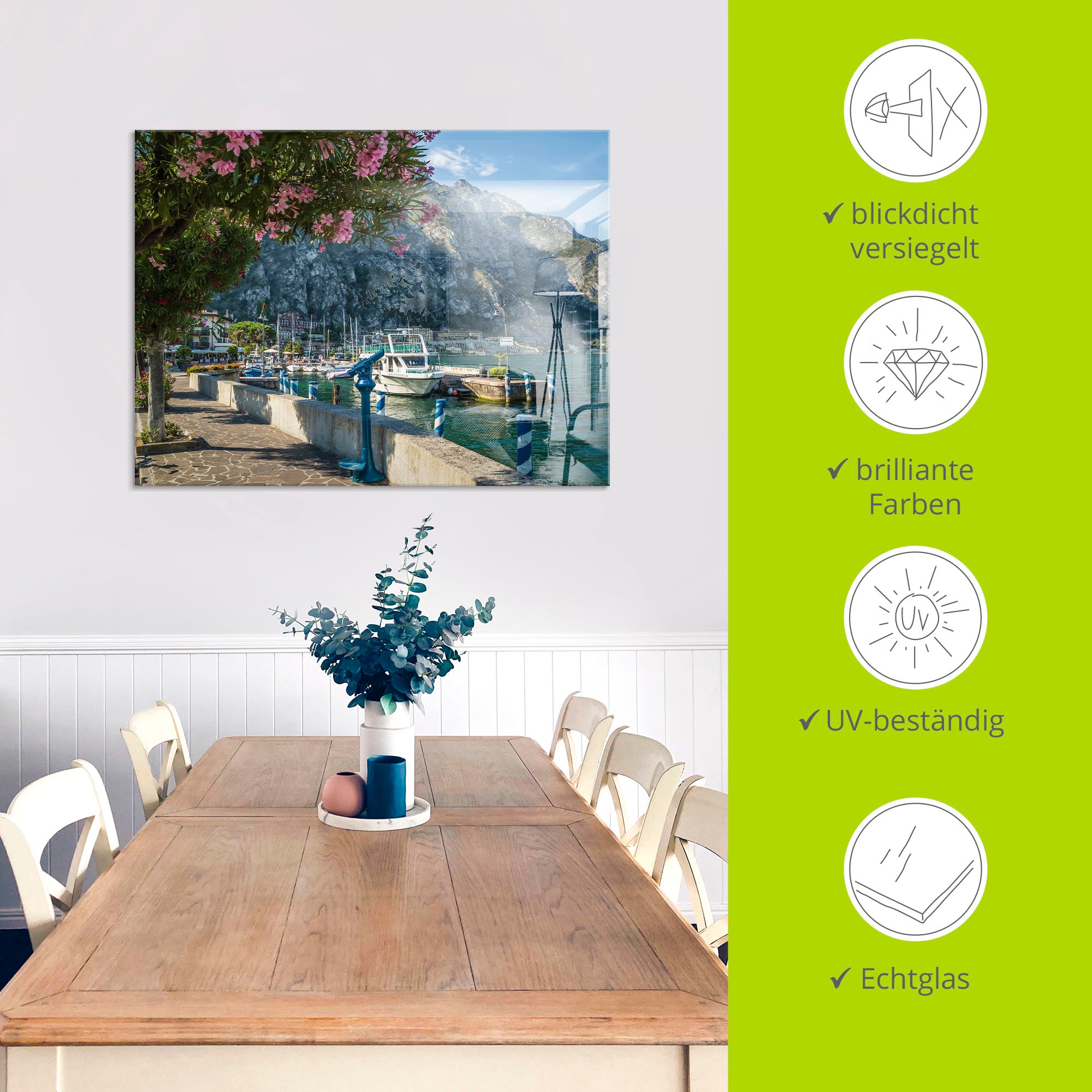 Artland Glasbild »Gardasee Hafen Limone sul Garda I«, Europa, (1 St.), in verschiedenen Größen