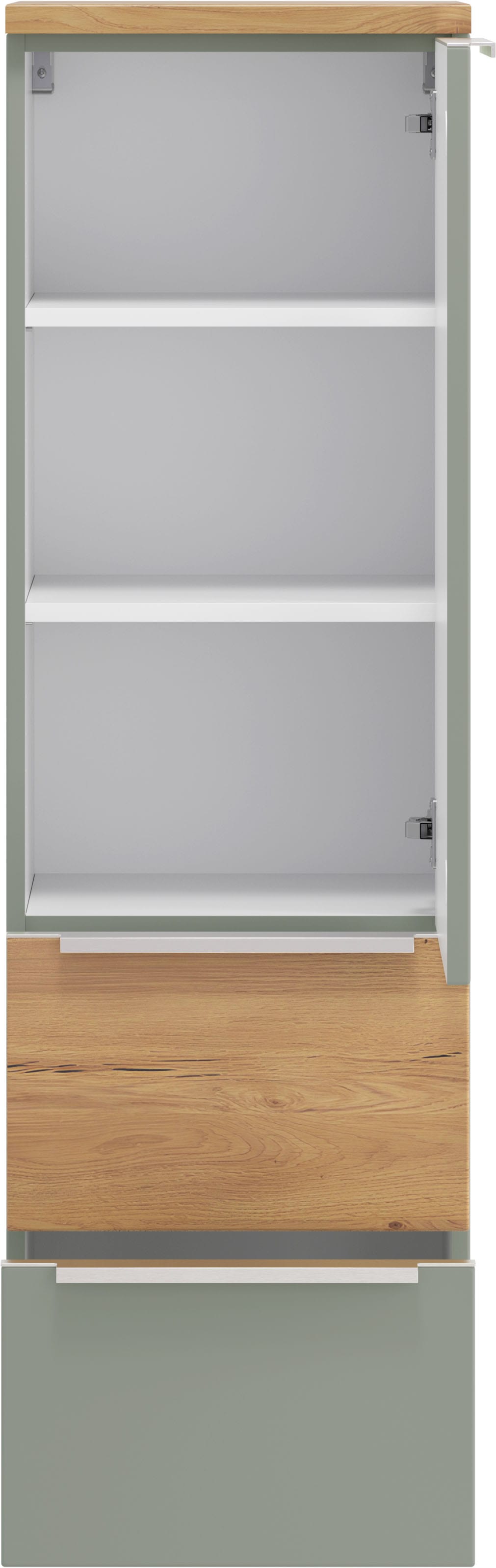 welltime Midischrank »TRIENT, Midischrank 40 cm, Softclose-Auszüge und gedämpfte Scharniere« Maße (B/H/T): ca. 40/130/35 cm,  Schilfgrün/Wildeiche, Softclose-Metallauszüge