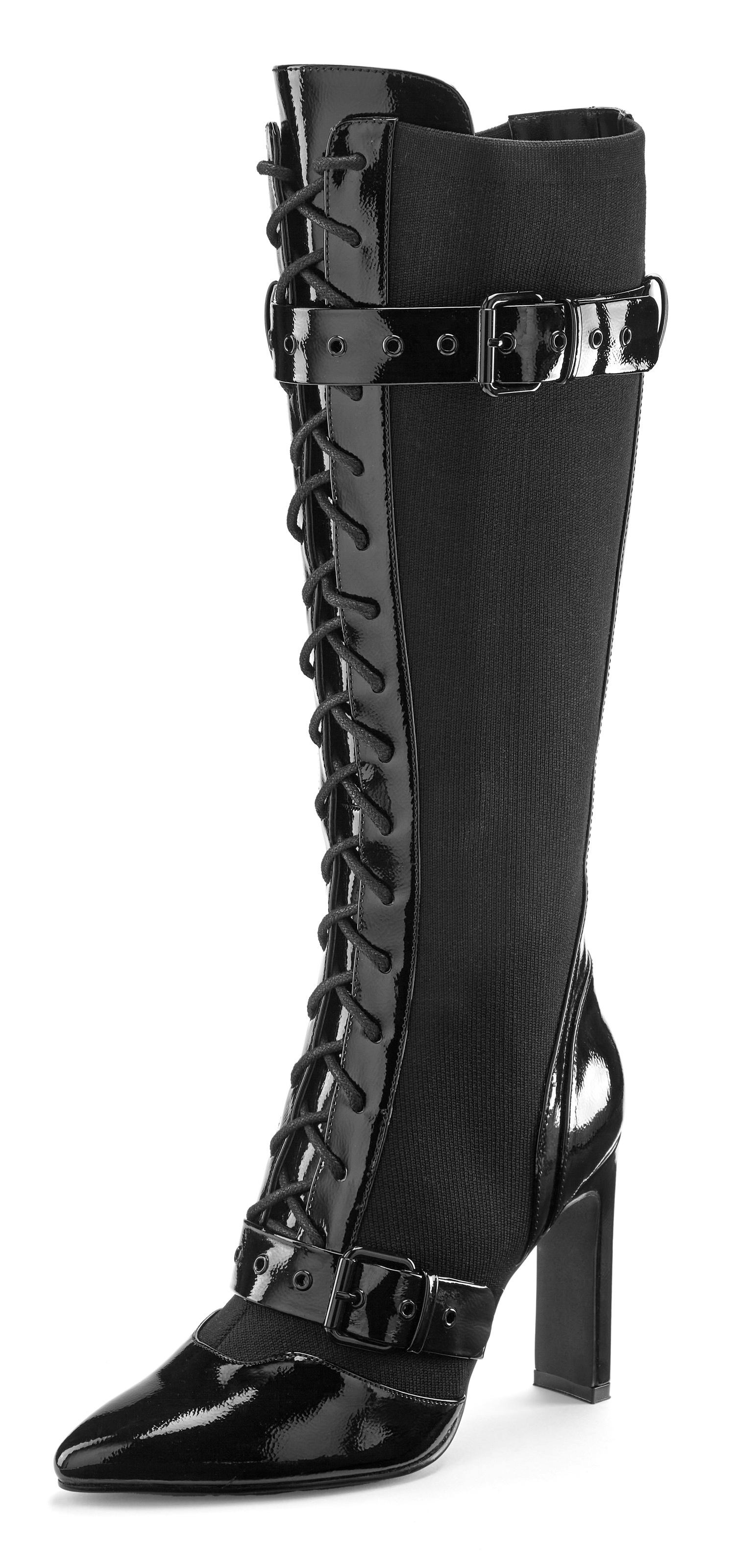 LASCANA Belle Affaire High-Heel-Stiefel, Schnürstiefel mit erotischer Lack- günstig online kaufen