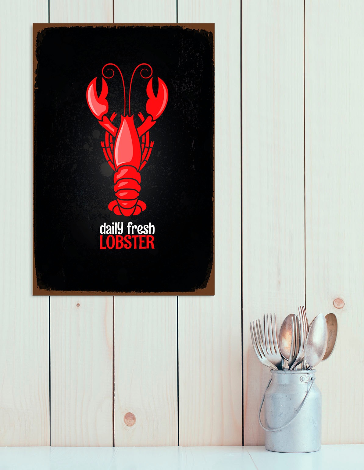 queence Metallbild "Lobster" Schriftzug  Schriftzüge  Tiere 1 Stk. tlg. Sta günstig online kaufen
