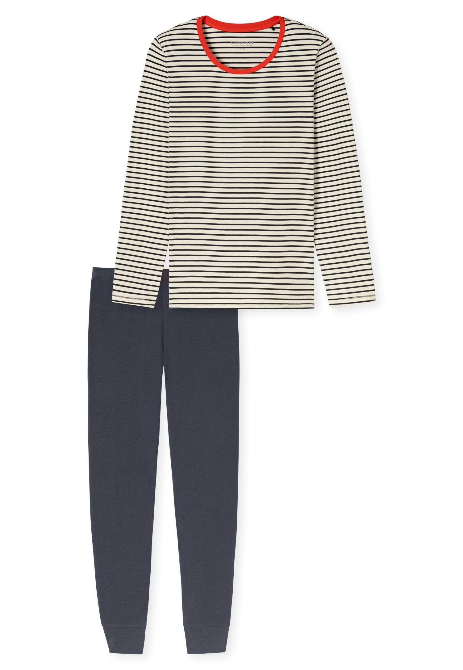 Schiesser Pyjama »"Casual Essentials"«, (2 tlg.), mit eingefasster, runder Halsausschnitt