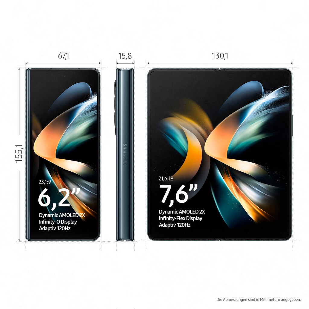 Samsung Smartphone »Galaxy Z Fold4«, Graygreen, 19,21 cm/7,6 Zoll, 512 GB Speicherplatz, 50 MP Kamera