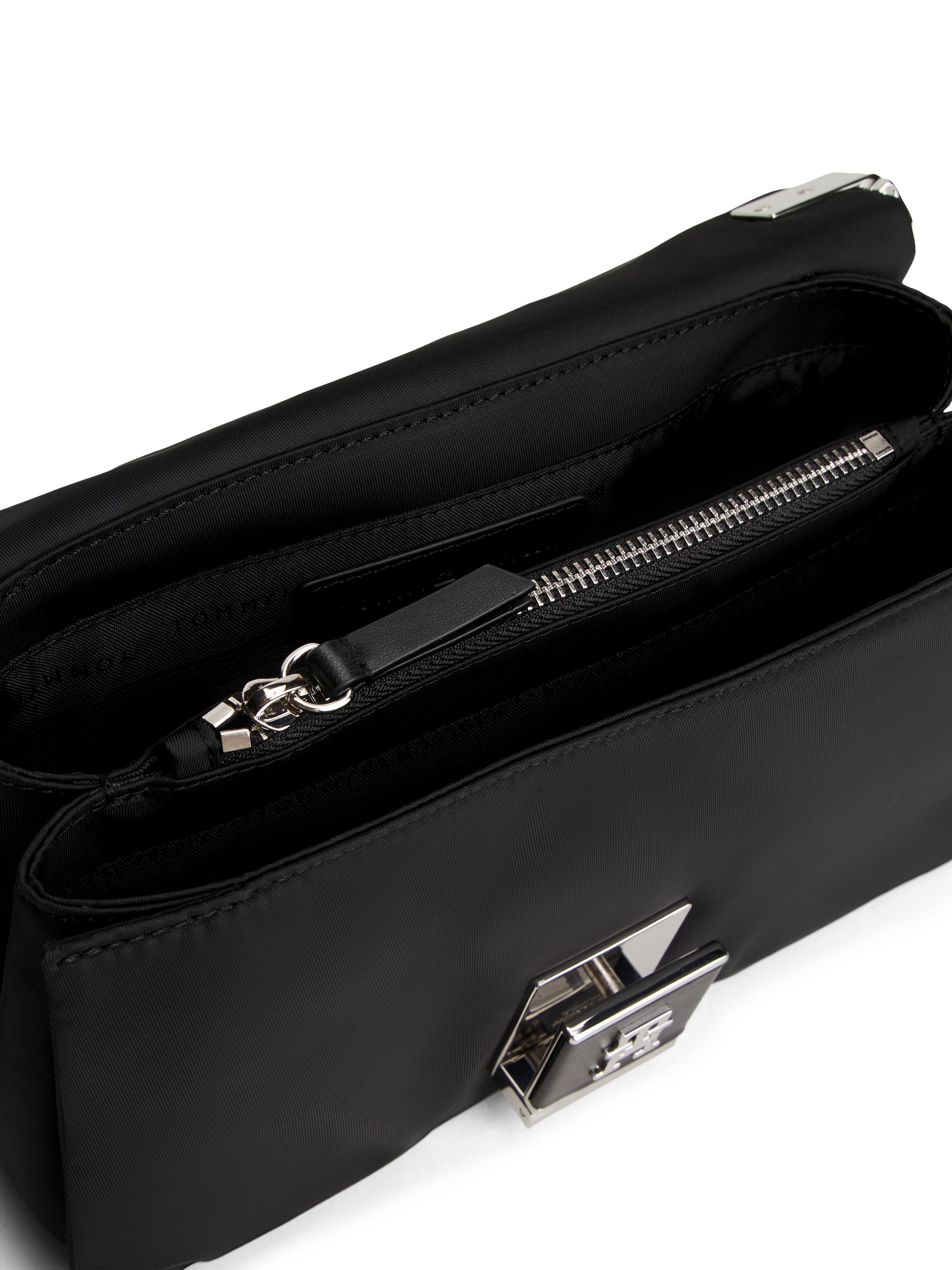 Tommy Hilfiger Umhängetasche »TH HER MED CROSSOVER NYLON SV«, Damen Tragetasche, Abendtasche, Clutch mit edlem TH-Steckverschluss