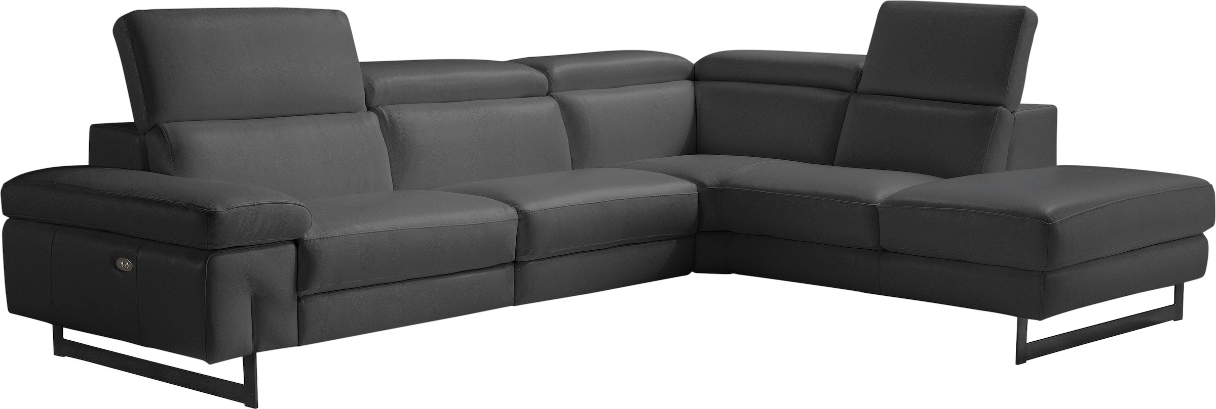 Egoitaliano Ecksofa "Candice, elegant, edel und bequem, erstklassiger Sitzkomfort, L-Form" inkl. 2 elektrischer Relaxfunktionen, Bedienung über Taste an Armlehne