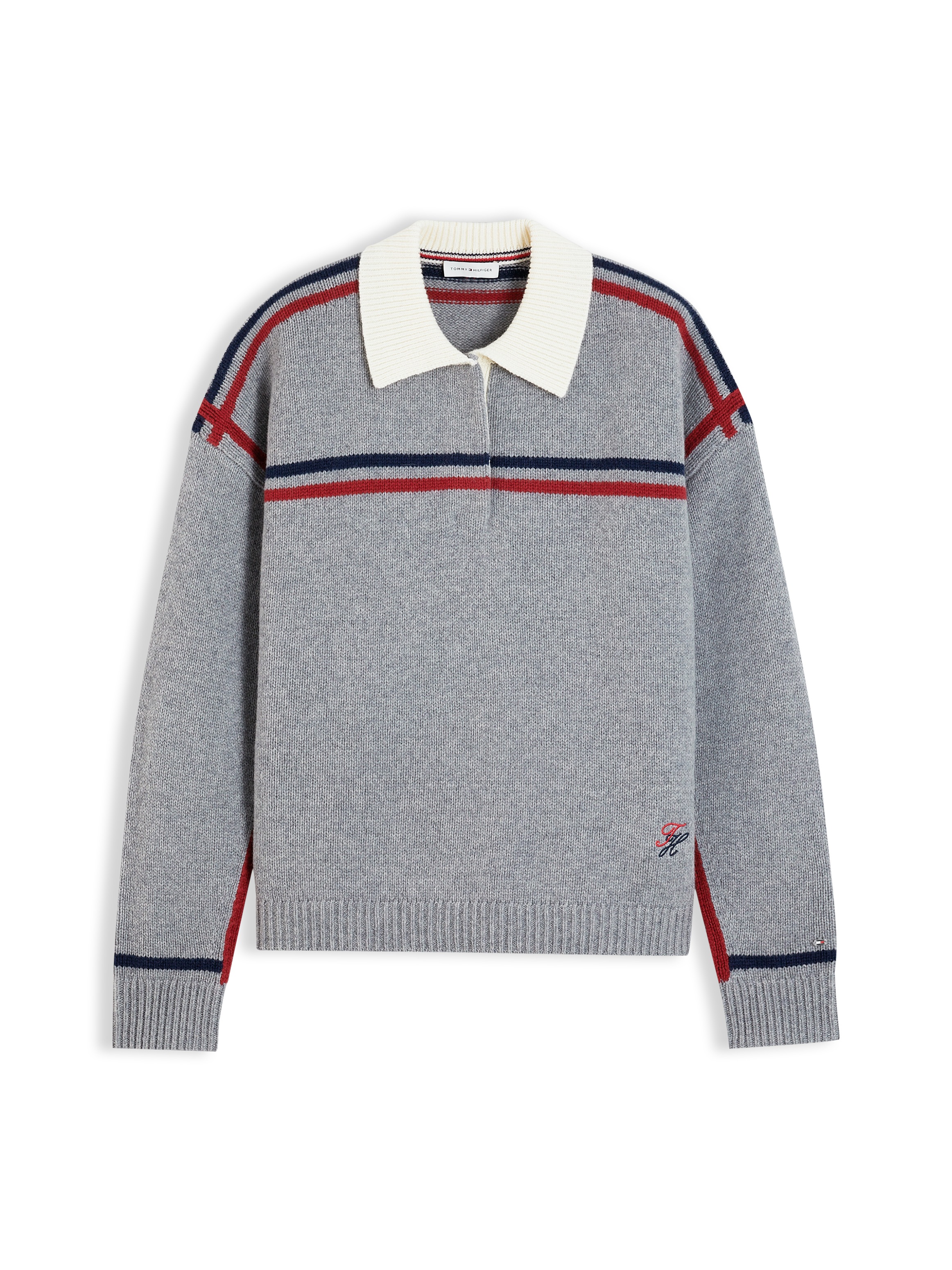 Tommy Hilfiger Strickpullover »RWB POLO BOXY FIT SWT« aus reiner Wolle