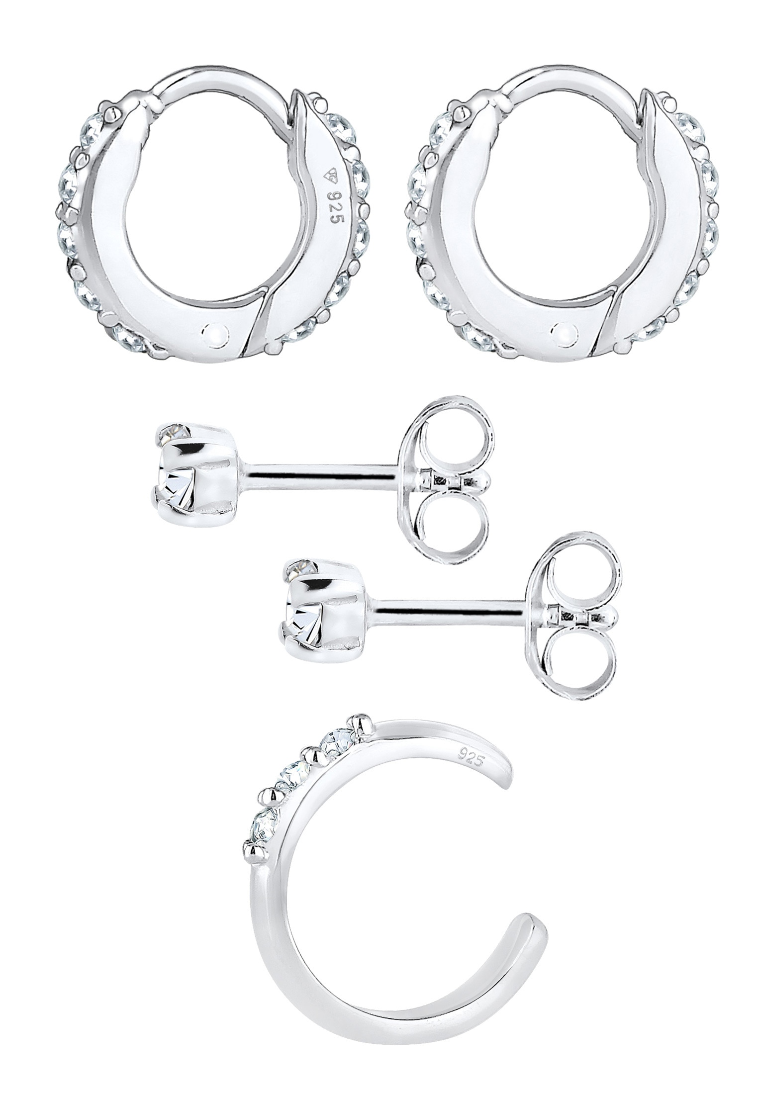 Elli Ohrring-Set »Kristallen 3er Set 925 Silber«