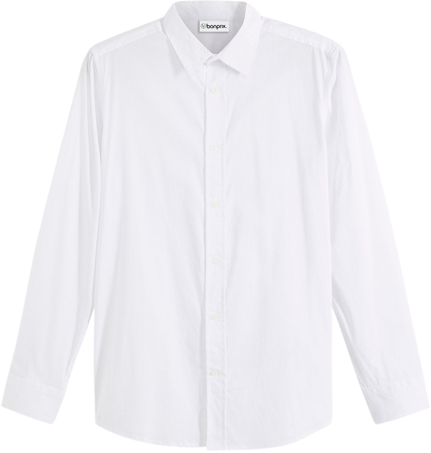 bonprix Langarmhemd schmale Passform, aus Baumwolle, Polyamid und Elasthan, Kentkragen