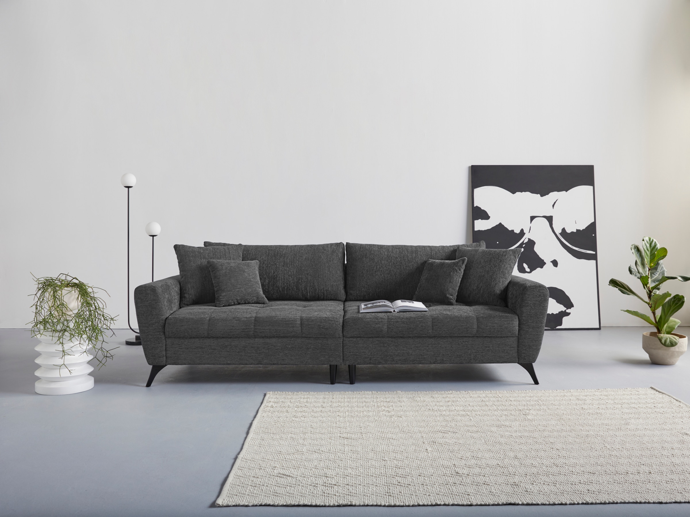 INOSIGN Big-Sofa "Lörby", auch mit Aqua clean-Bezug, feine Steppung im Sitzbereich, lose Kissen