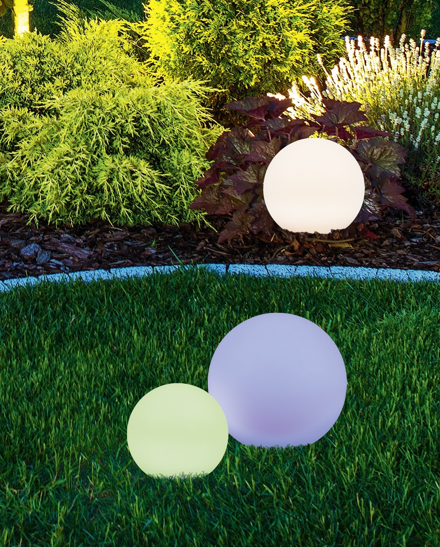 REALITY Leuchten LED Solarleuchte »MELO, Kugel Gartenleuchte Akku Solar, mit Erdspieß, Fernbedienung«, 1 flammig, Leuchtmittel LED-Board | LED fest integriert, Solar Kugellampe, RGB Farbwechsel, Dämmerungssensor, Memoryfunktion