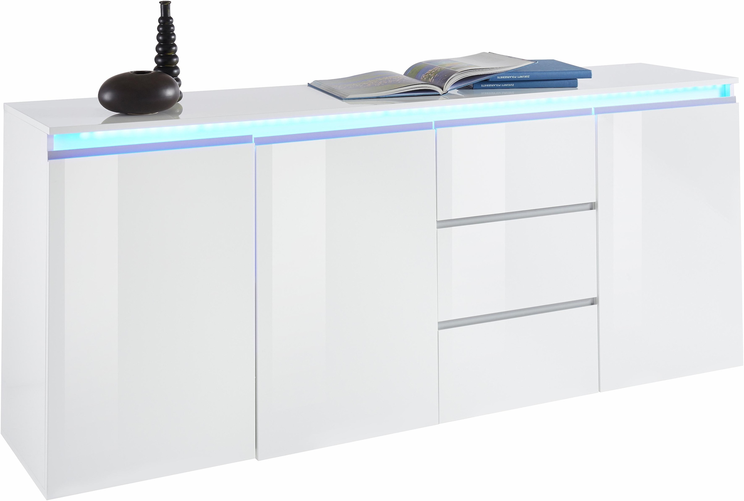 INOSIGN Sideboard »Magic, Kommode, Schrank, Kredenz«, mit 3 Türen und 3 Schubkästen Hochglanz lackiert (B/T/H) 200x40x80 cm