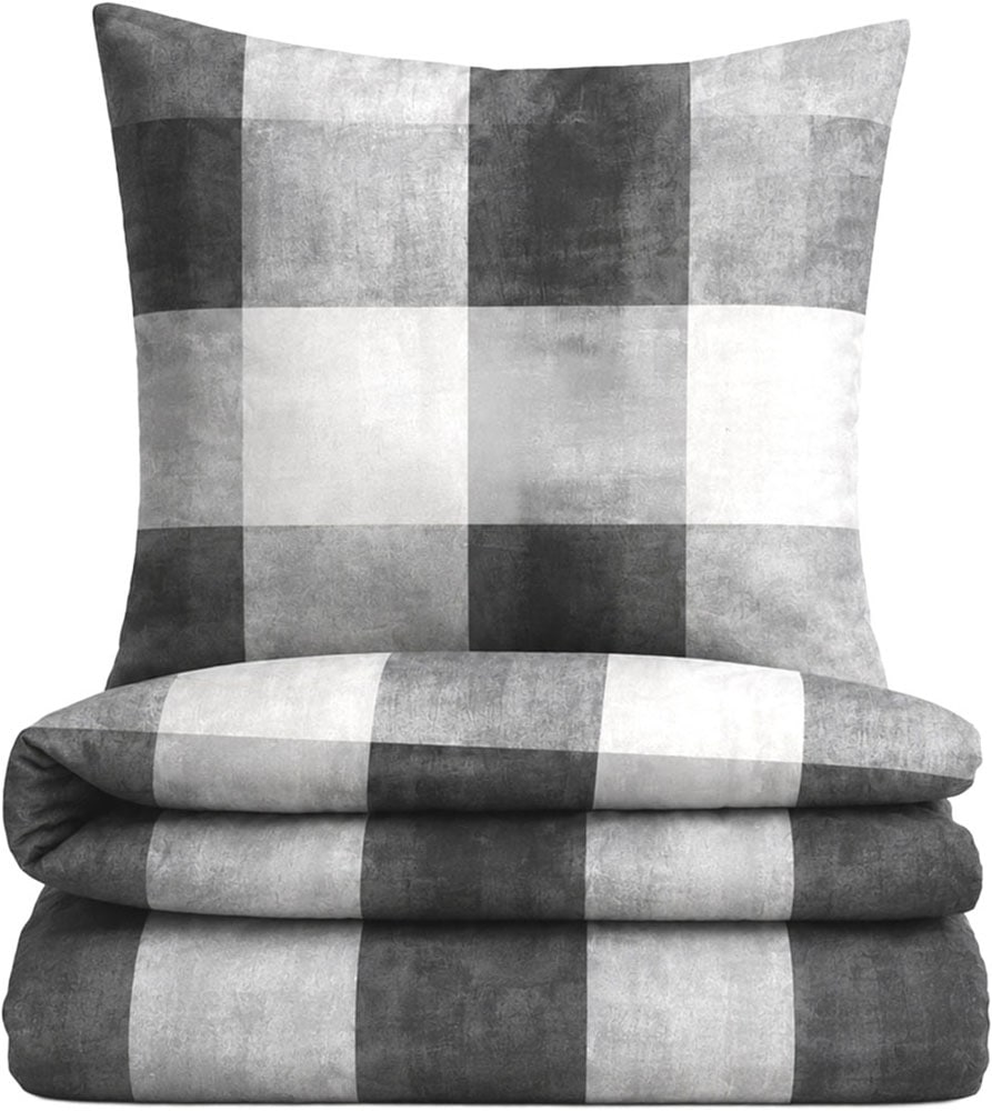 Castell - Markenbettwäsche Bettwäsche »0350384 Polycotton-Biber Bettwäsche 69% Baumwolle, 31% Polyester« 2 wärmend weich, Reißverschluss, Winterbettwäsche, Karo