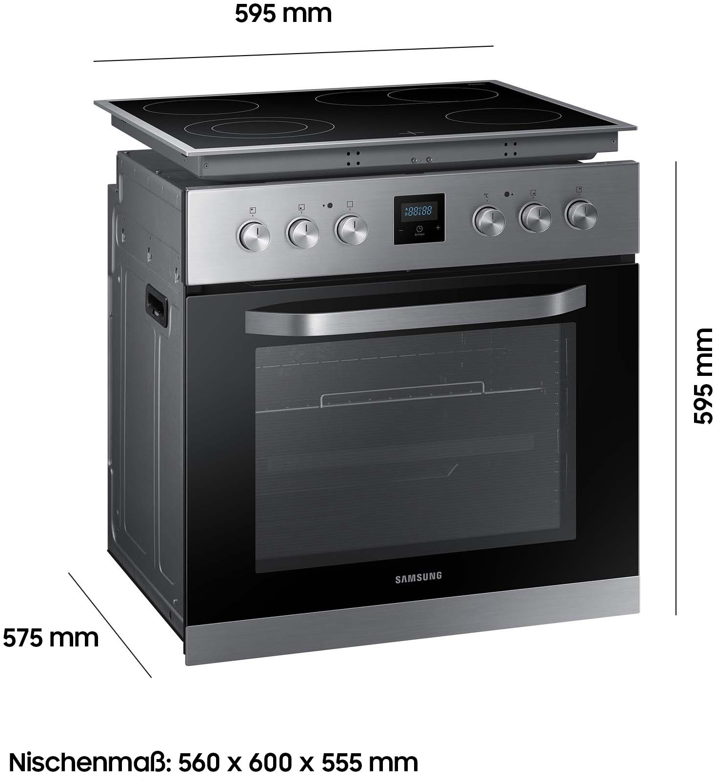 Samsung Elektro-Herd-Set »F-NB69R3301RS« mit 1-fach-Teleskopauszug Herd-Set mit SCHOTT CERAN® Kochfläche  & bequemen Teleskopvollauszug