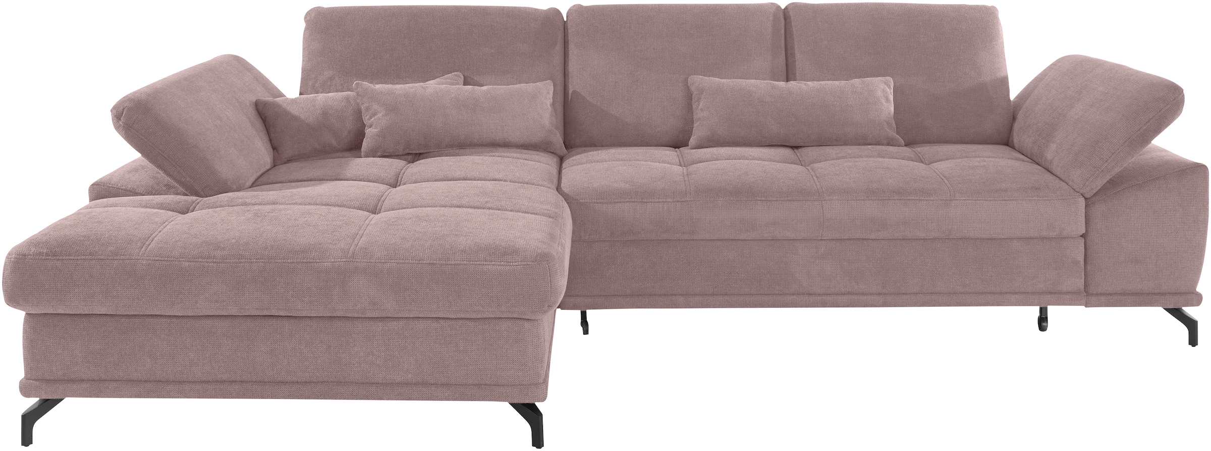 Places of Style Ecksofa Costello, mit Sitztiefenverstellung und Armlehnfunktion, incl. 3 Nierenkissen