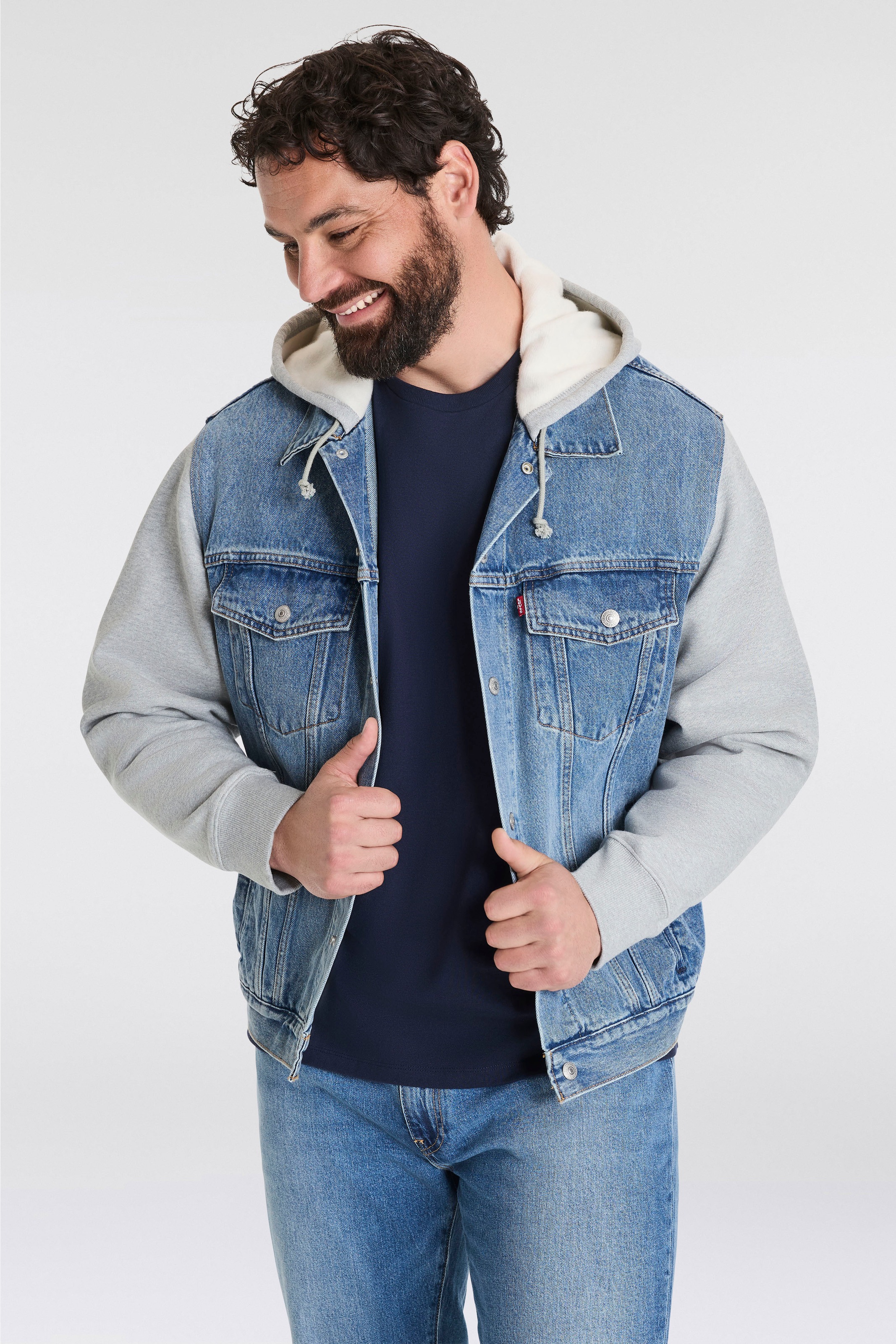 Levi's® Plus Hybridjacke, mit Kapuze, mit Sweat Kapuze und Ärmeln