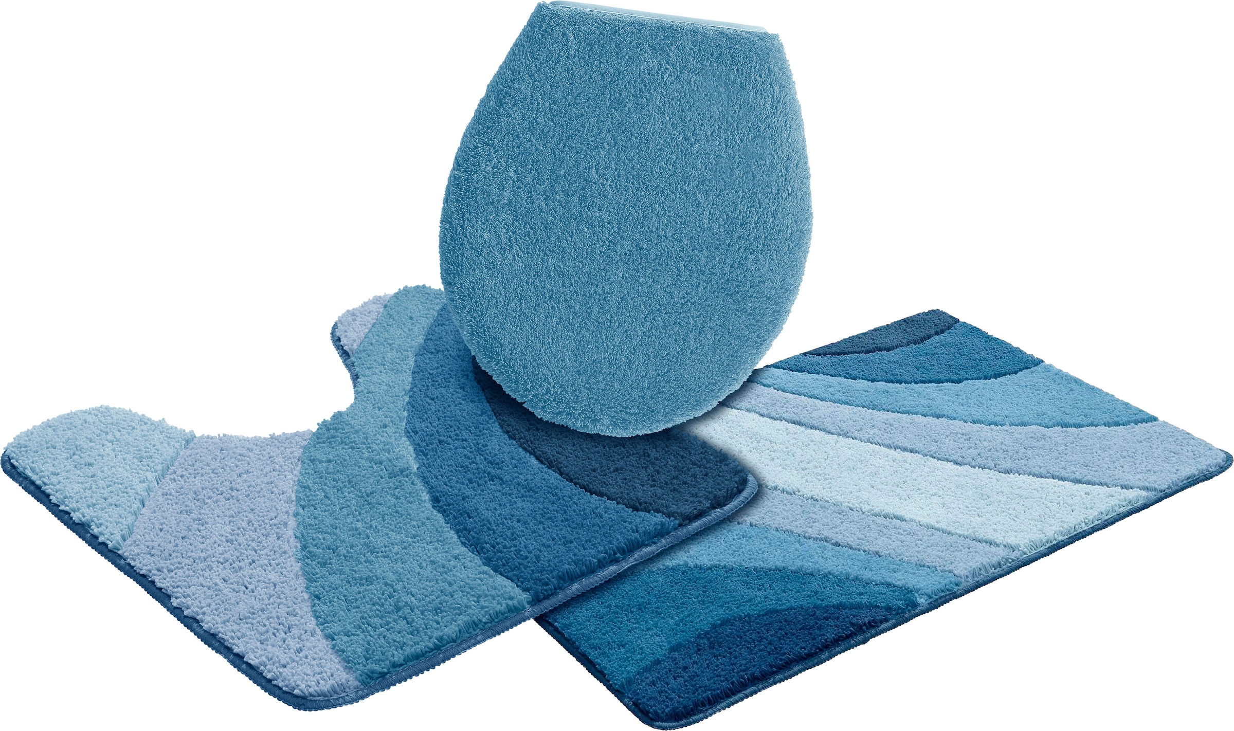 OTTO home Badematte "Josie, Badvorleger, Badezimmer Teppich" Höhe 20 mm rutschhemmend beschichtet fußbodenheizungsgeeignet schnell trocknend strapazierfähig Badteppich, Badematten, rechteckig, rund & als 3-tlg. Set erhältlich