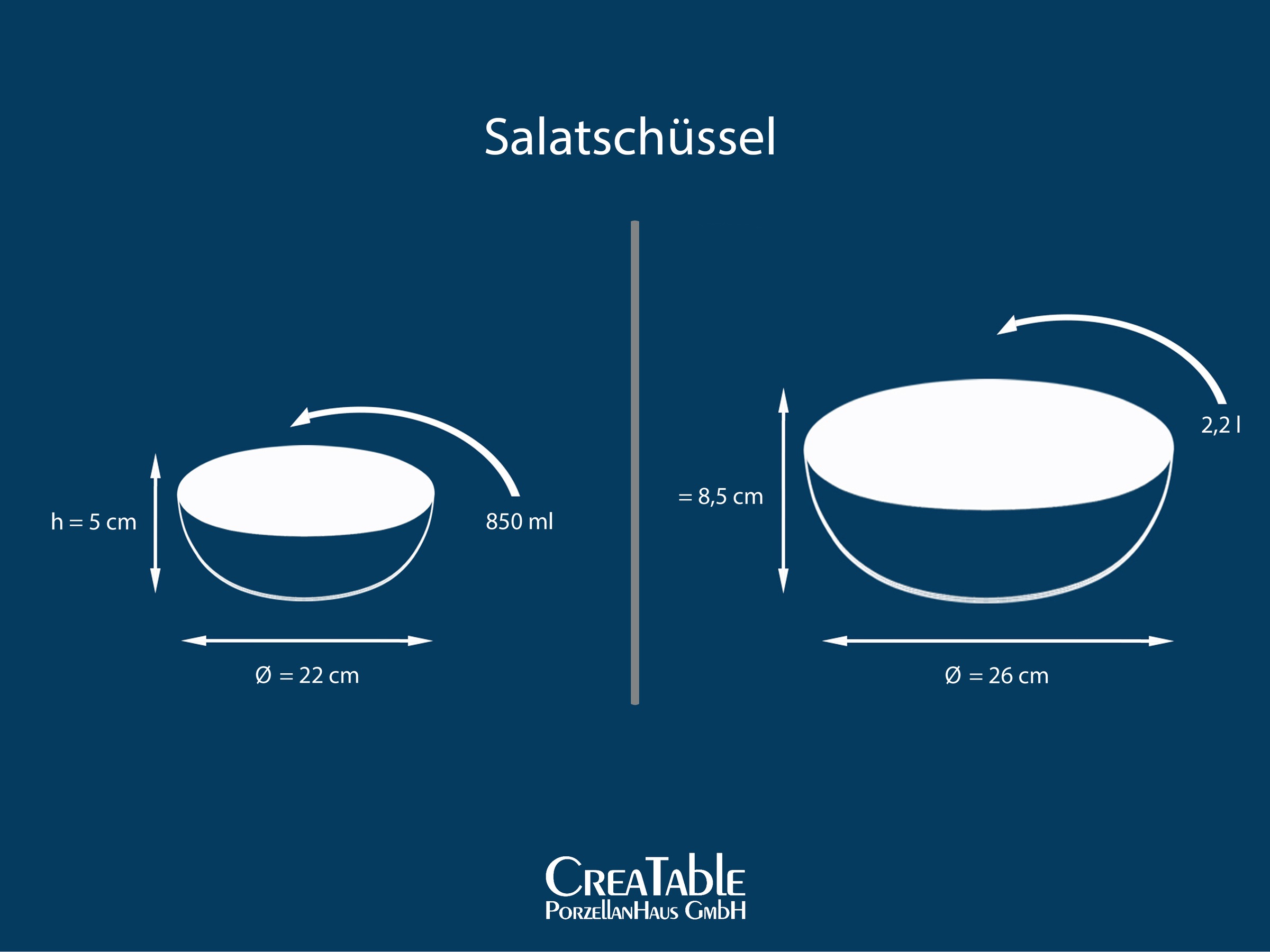 CreaTable Salatschüssel "Uno" 2 Stk. aus Steinzeug Vintage-Look, Ø 26 cm, M günstig online kaufen