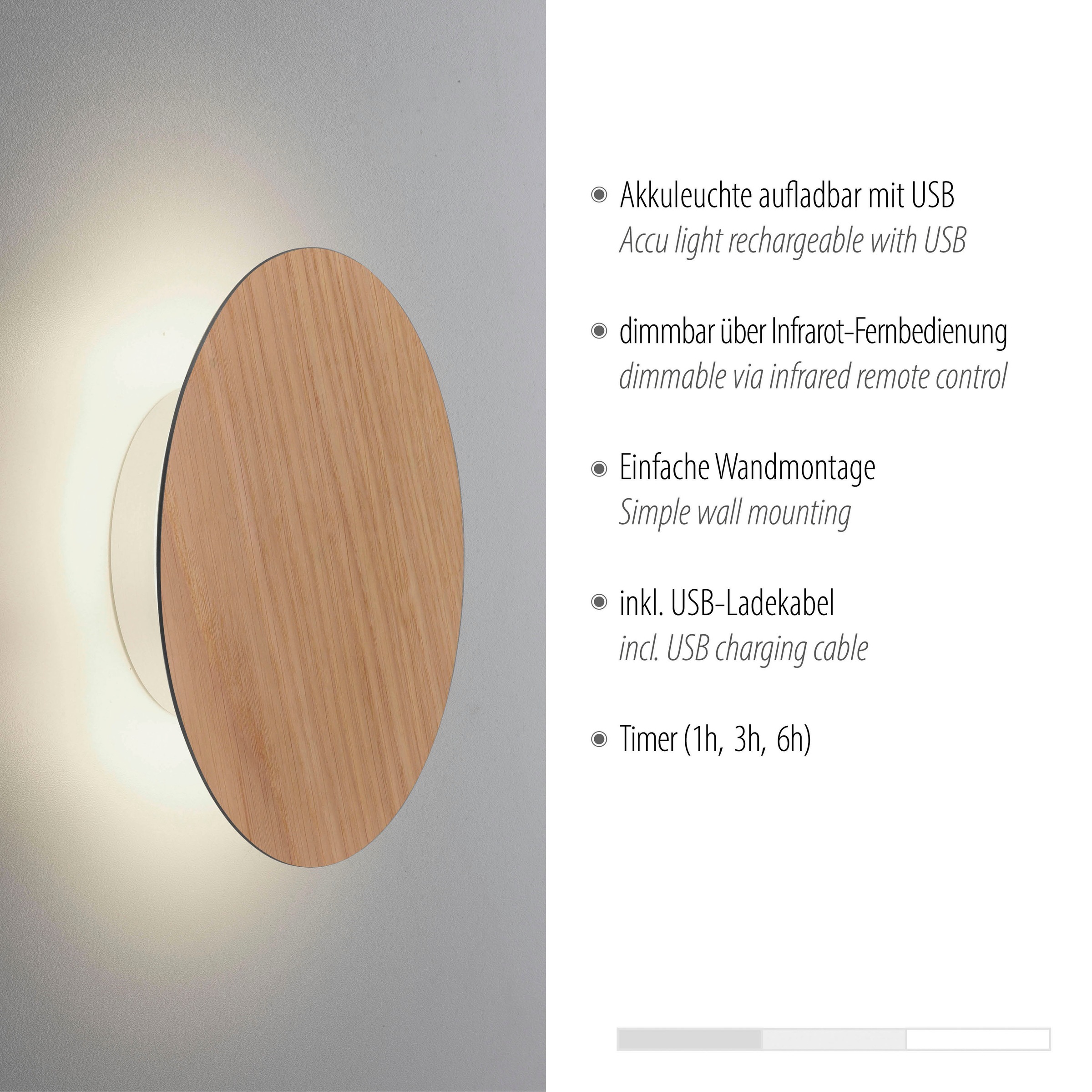 Paul Neuhaus Wandleuchte »AKKU PUNTU«, 1 flammig, Leuchtmittel LED-Board | LED fest integriert