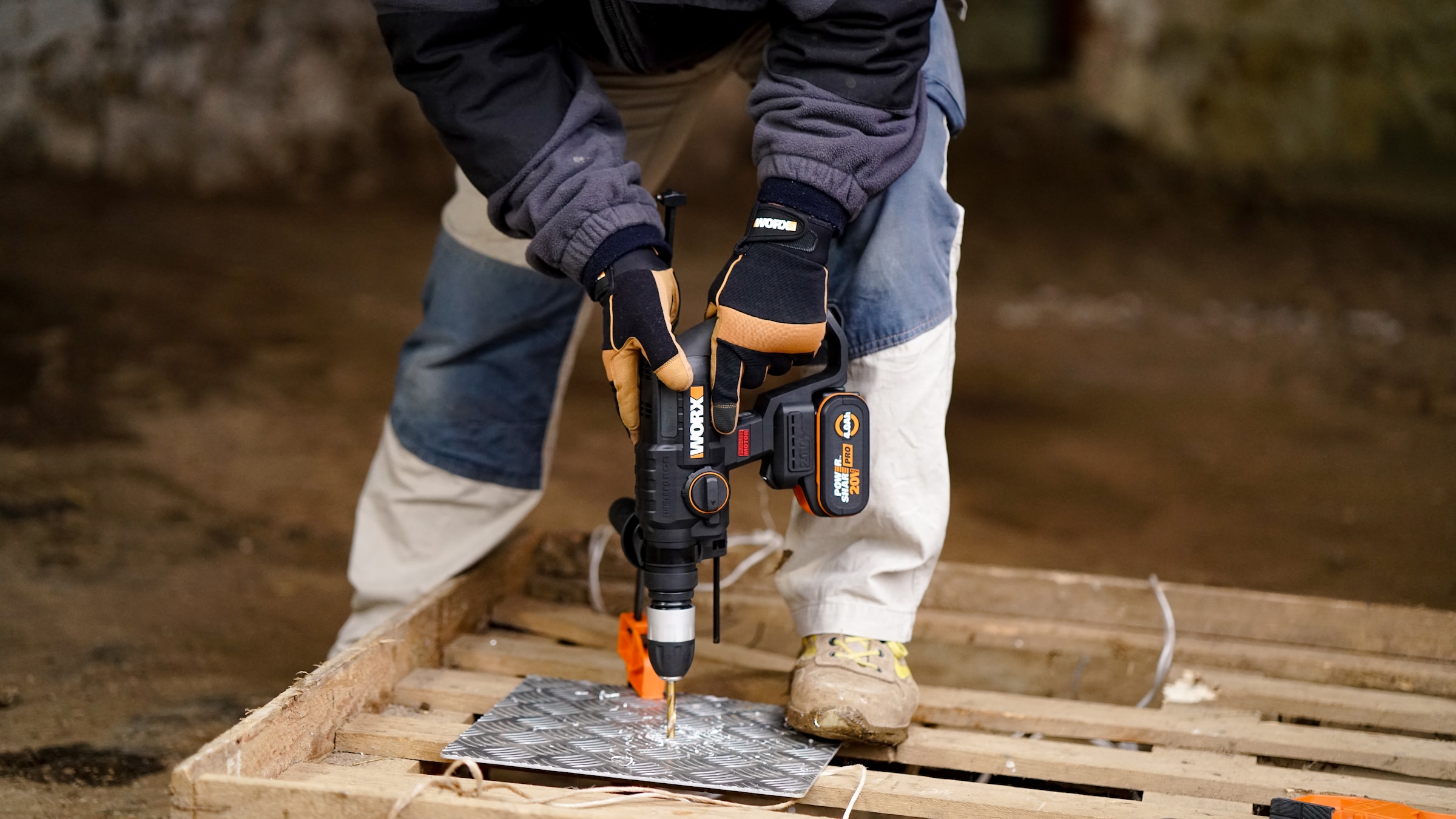 Worx Akku-Bohrhammer »NITRO WX381«, (Set), Brushless-Motor, 3-In-1, inkl. Akku & Schnellladegerät