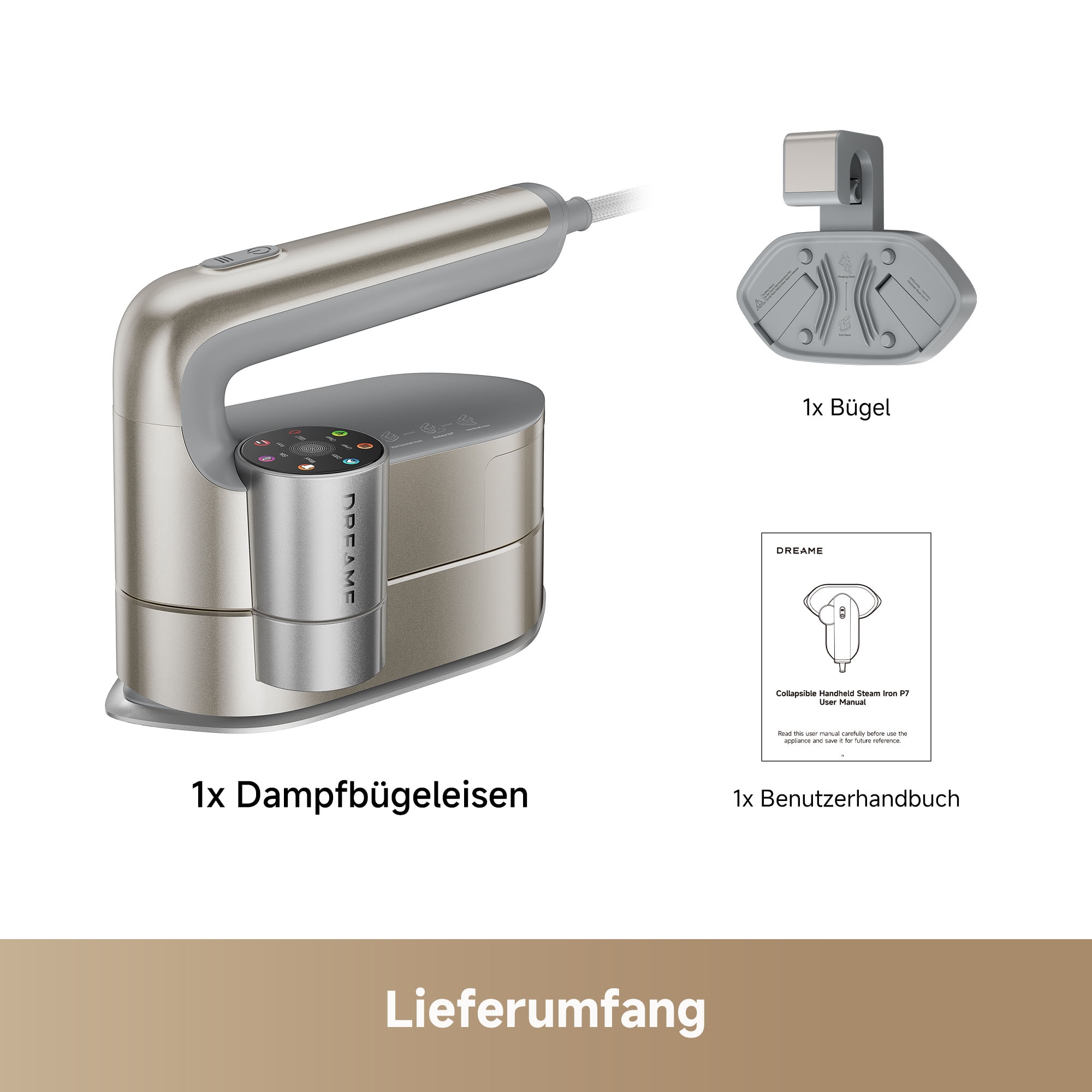 Dreame Dampfbügeleisen »Rotafly P7« 1200 W drehbare Bügelsohle, 5 Modi