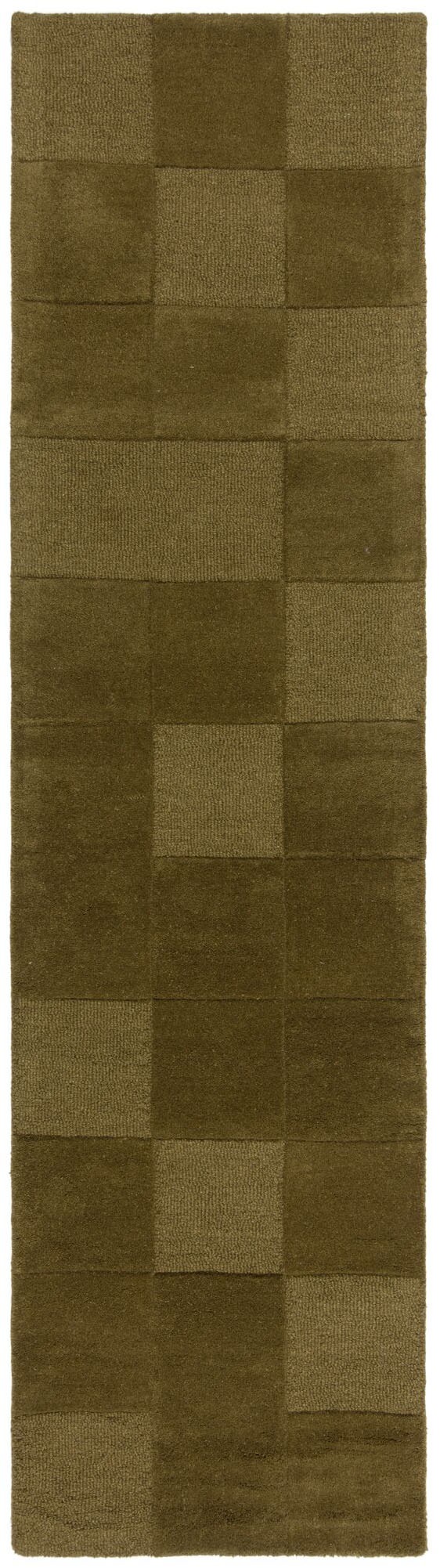 Wollteppich FLAIR RUGS "CHECKERBOARD", grün, B:60cm H:10mm L:230cm, Wolle, Teppiche, Hoch-Tief-Effekt, Wohnzimmer, Schlafzimmer