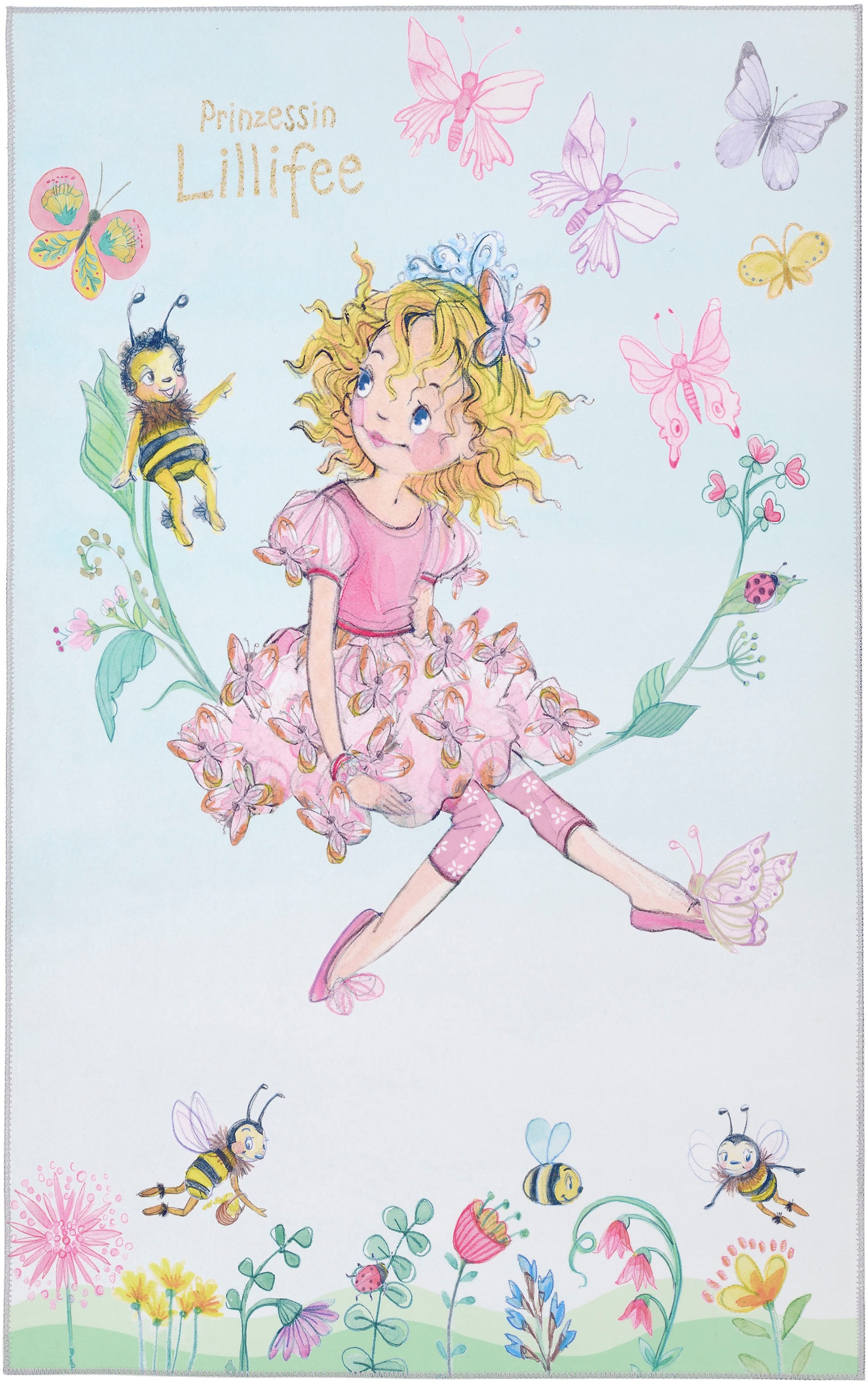 Prinzessin Lillifee Kinderteppich »Lillifee LI-131«, rechteckig, 6 mm Höhe, bedruckt, niedliches Kindermotiv, Fee, Kinderzimmer