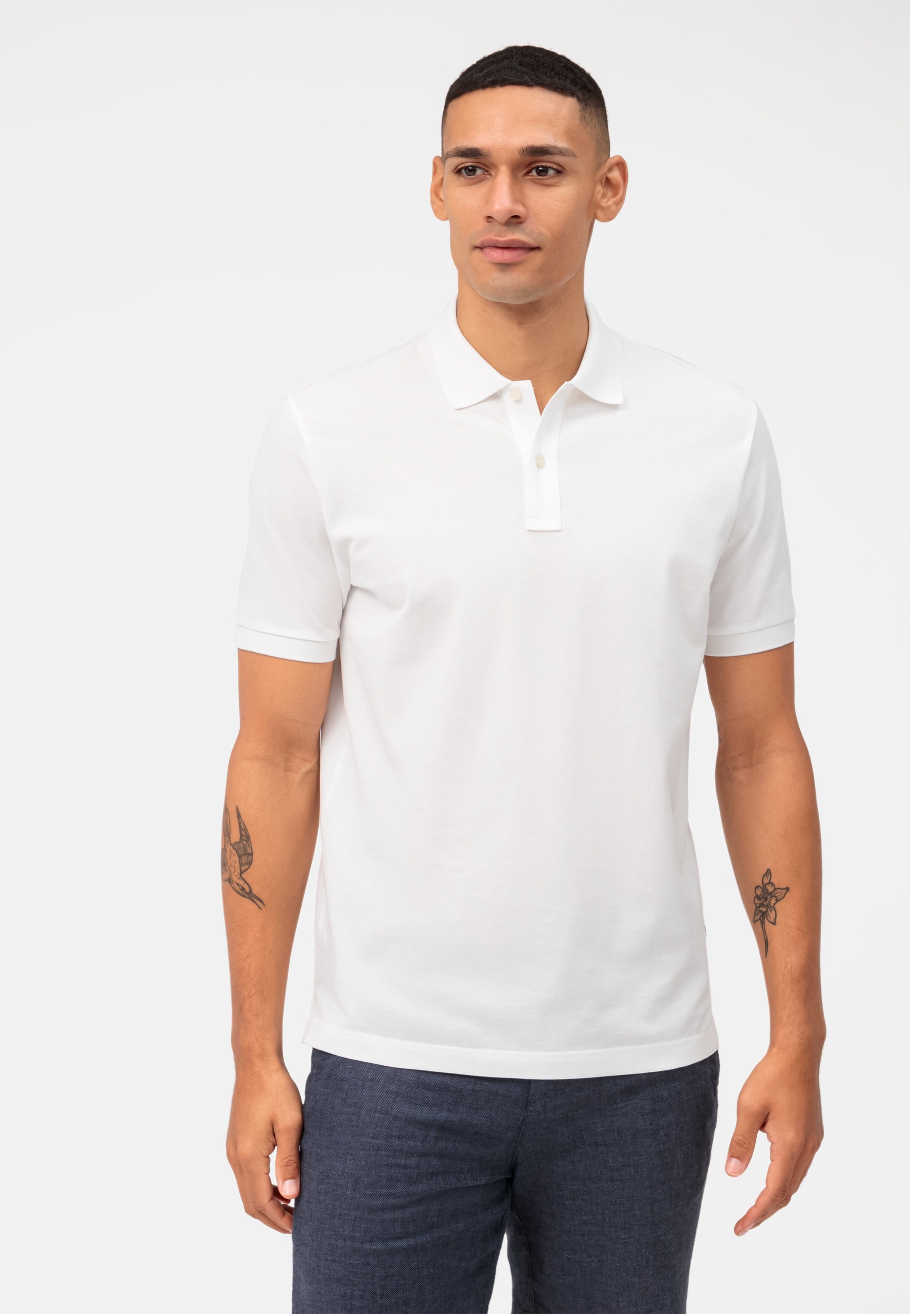Poloshirt OLYMP "Casual", Herren, Gr. L, weiß, Piqué, Obermaterial: 100% Baumwolle, Shirts