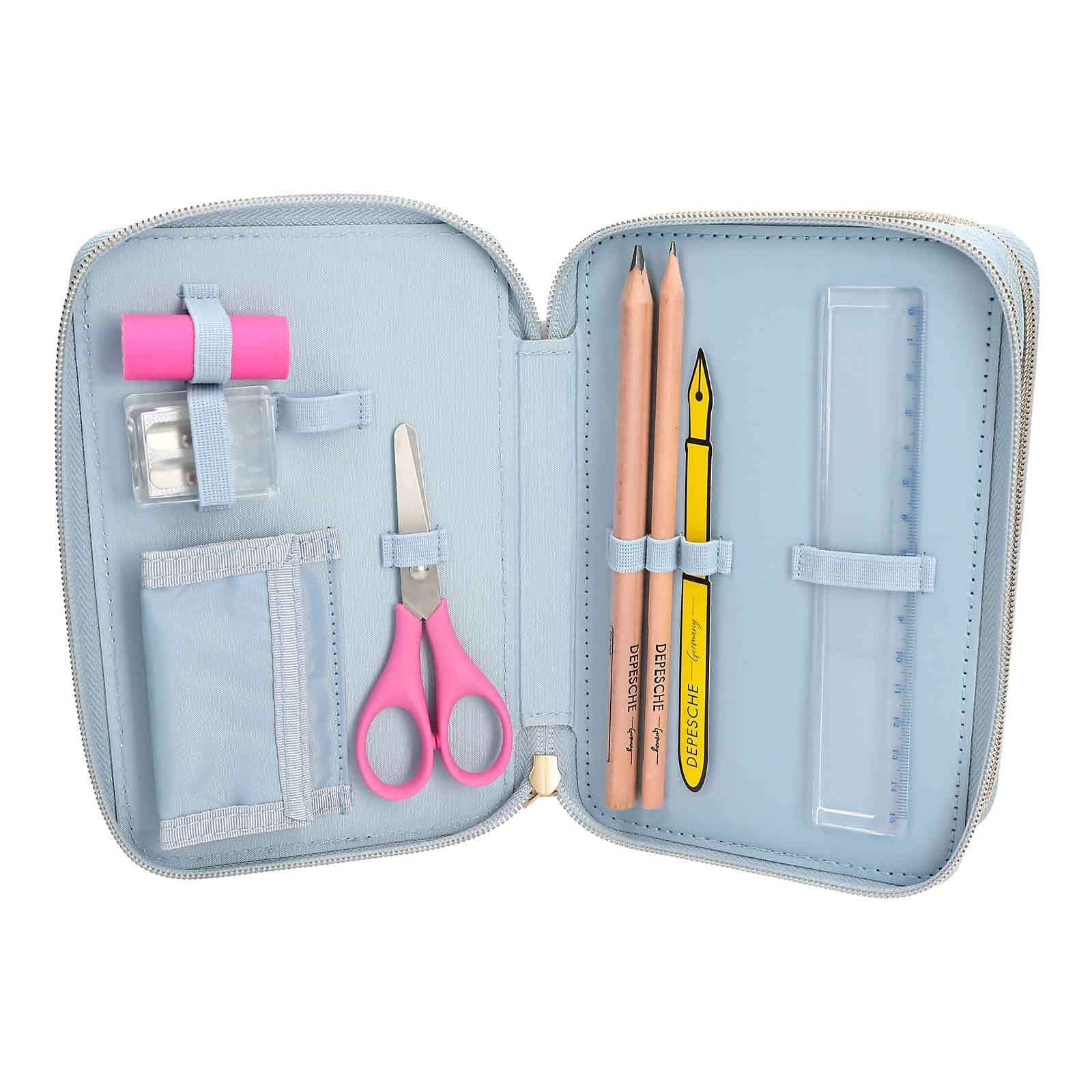 Depesche Buntstift »3-Fach Federtasche FESTIVAL FUN TOPModel 7,5 x 13 x 20 cm hellblau«