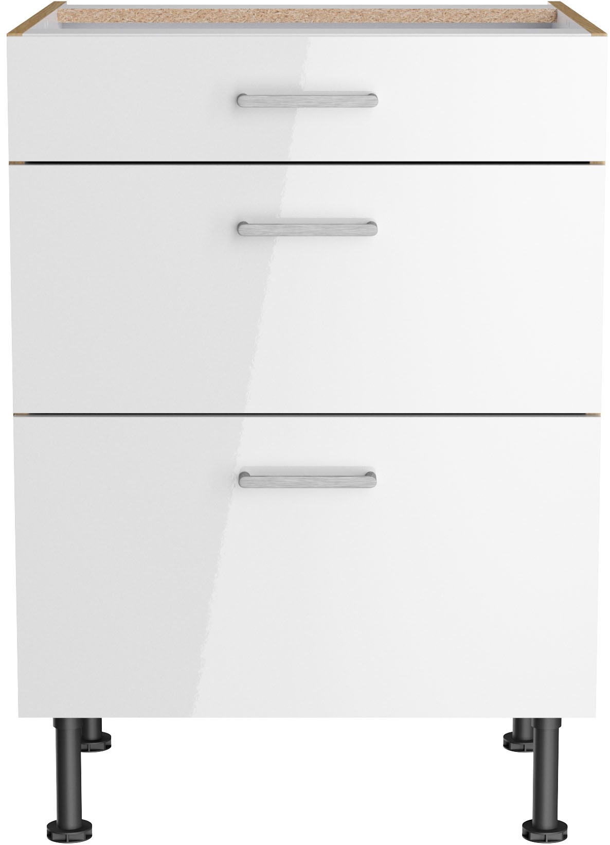 KOCHSTATION Unterschrank »KS-Lucy« Breite 60 cm, 1 Schubkasten, 2 Auszügen, Soft-Close, verstellb. Füße