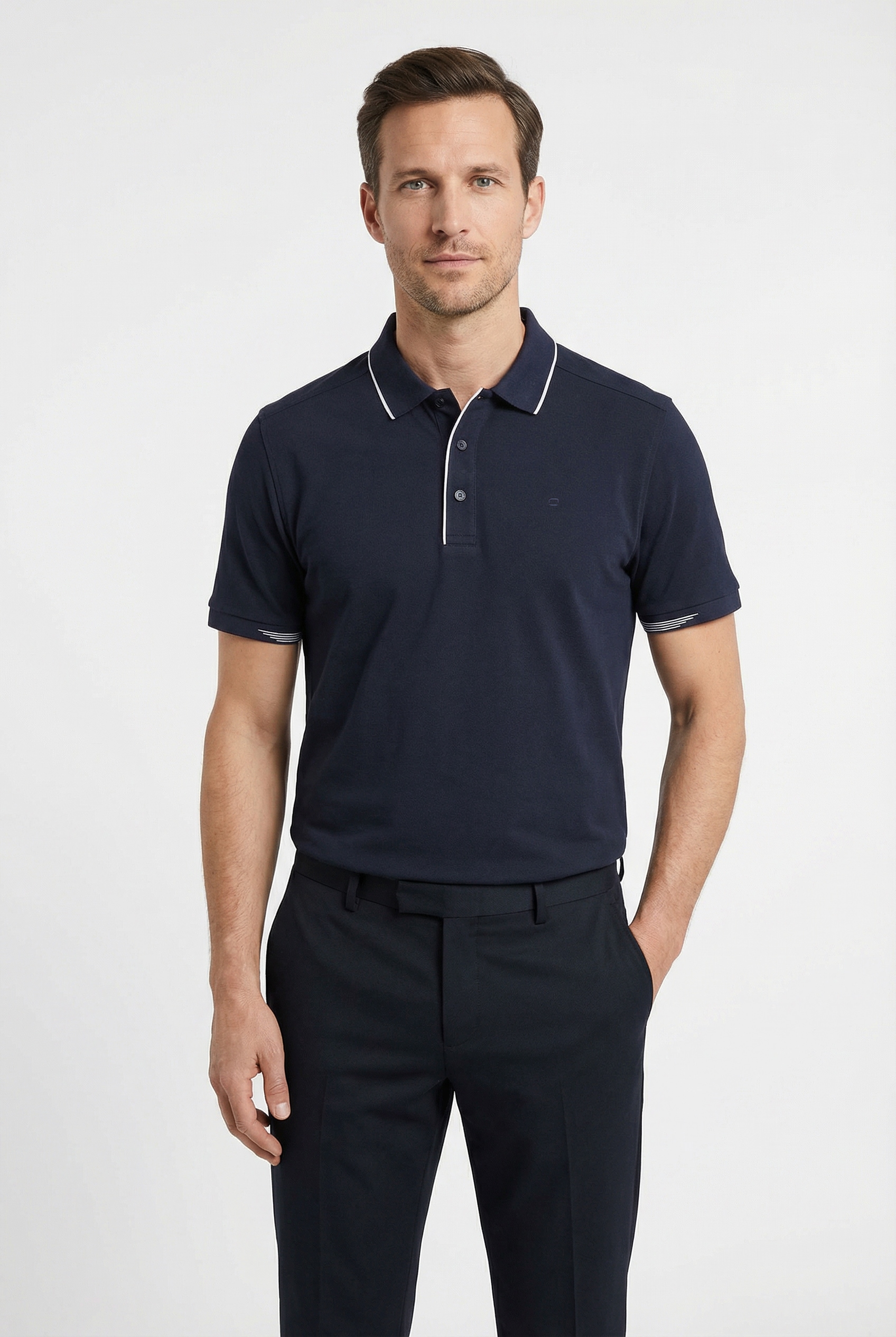 Poloshirt OLYMP "OLYMP Casual Wirk", Herren, Gr. XXL, blau (marine), 51% Baumwolle, 49% Polyester, Shirts