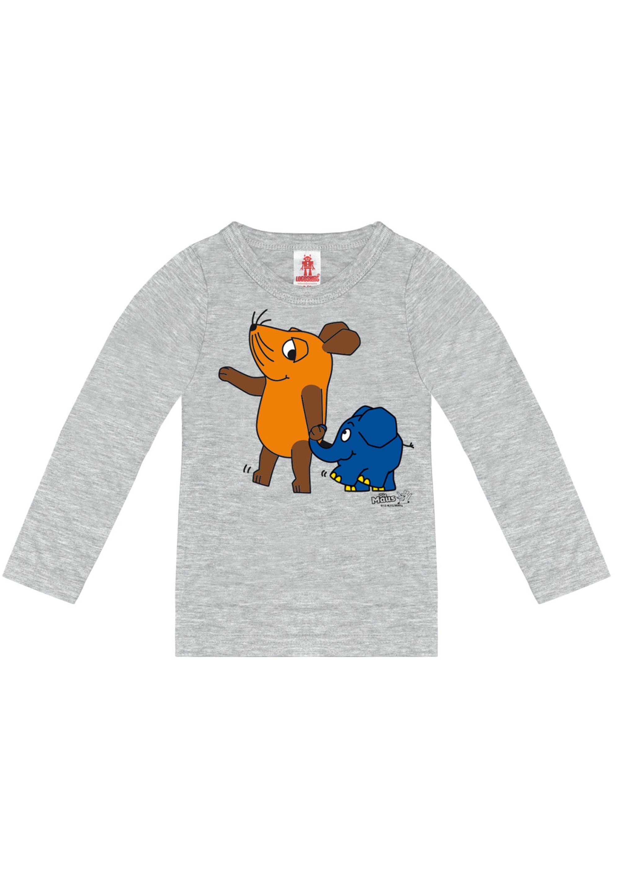 LOGOSHIRT Langarmshirt »Sendung mit der Maus - Maus & Elefant«, mit coolem Print