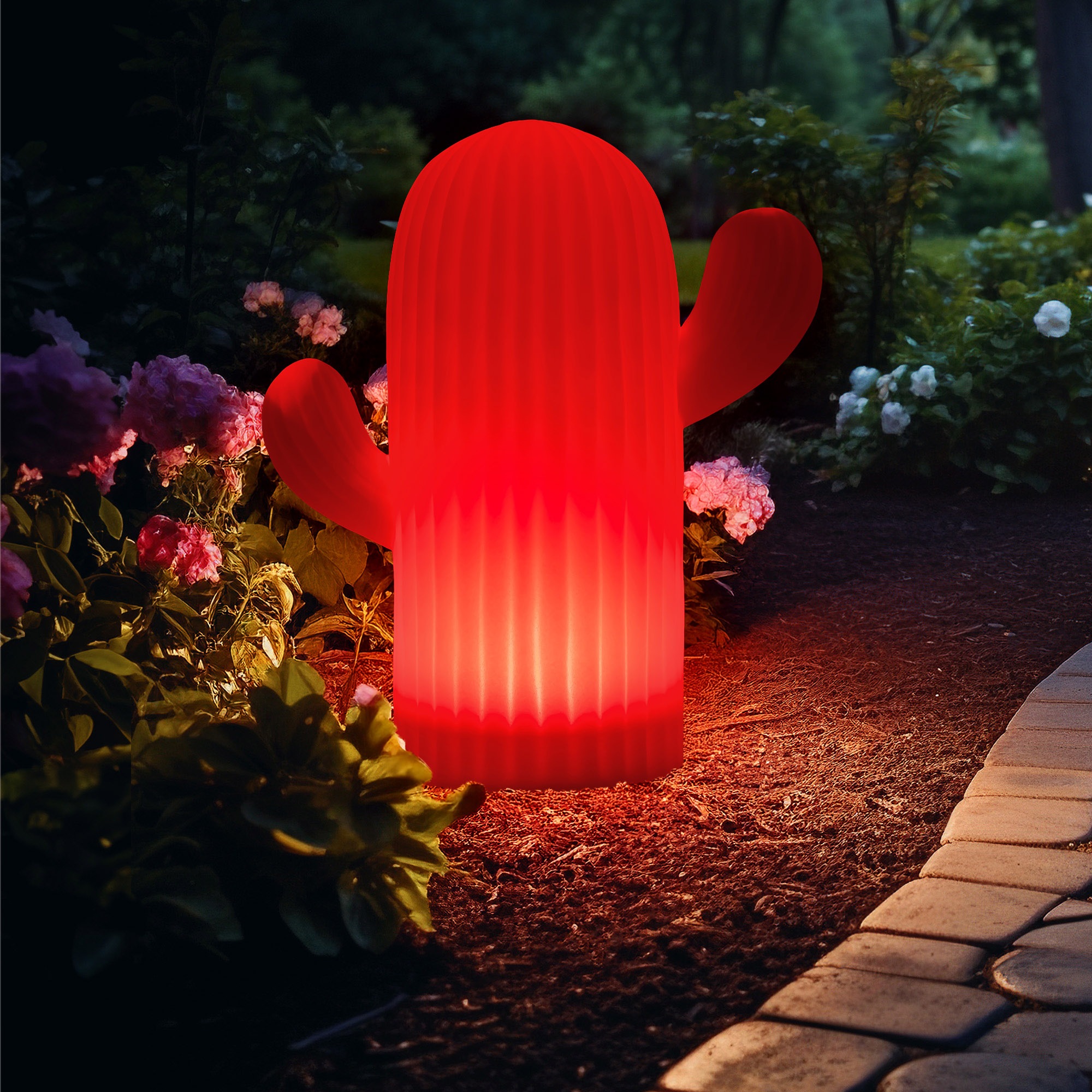 LED Solarleuchte MY HOME "Elowyn, LED-Solar Kaktus", weiß, B:15cm H:33cm L:15cm Ø:28,5cm, Leuchten, mit Erdspieß und Fernbedienung 2