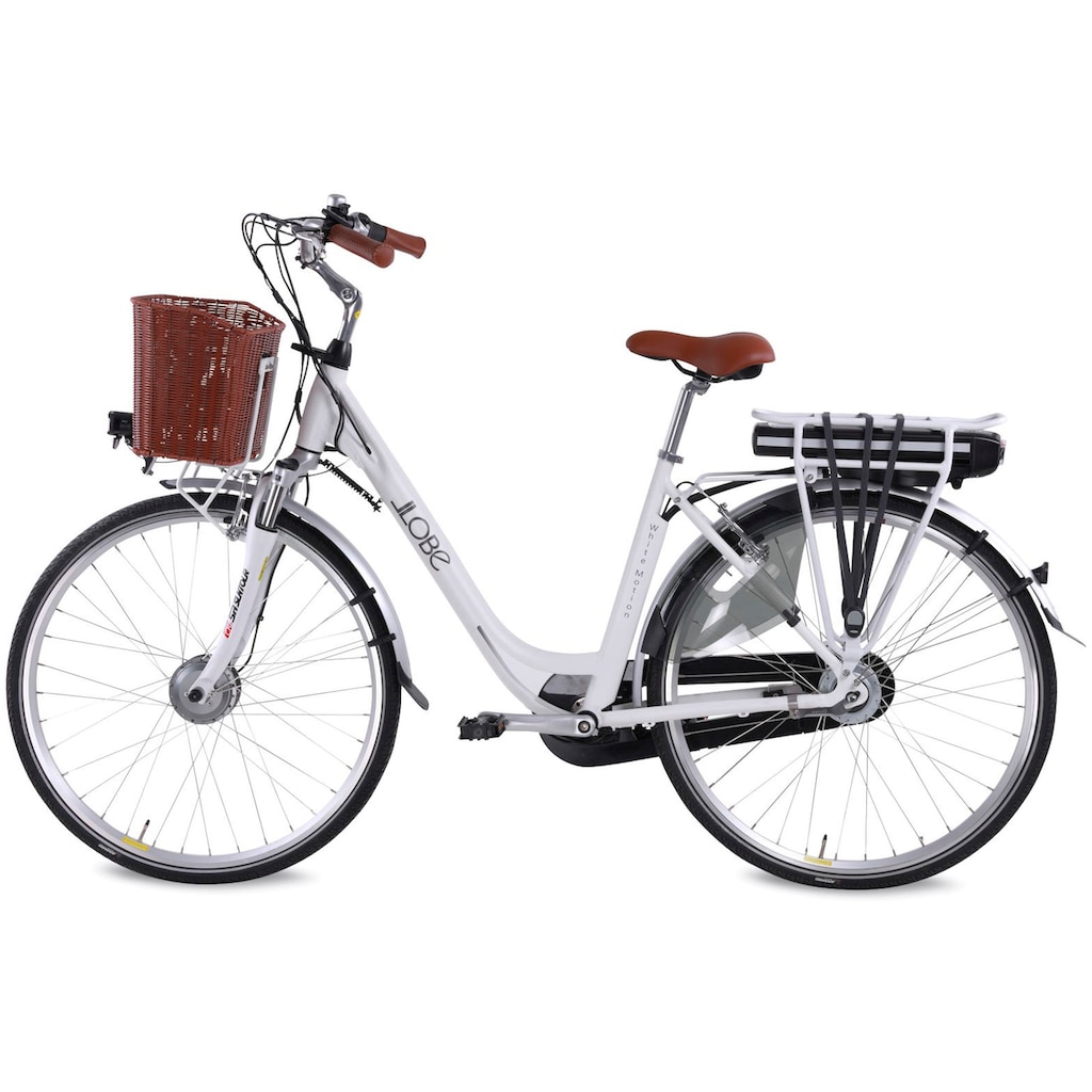 LLobe E-Bike »White Motion 3.0 36V / 10,0Ah«, 7 Gang, Shimano, 7-Gang Shimano Nexus Nabenschaltung, Frontmotor 250 W