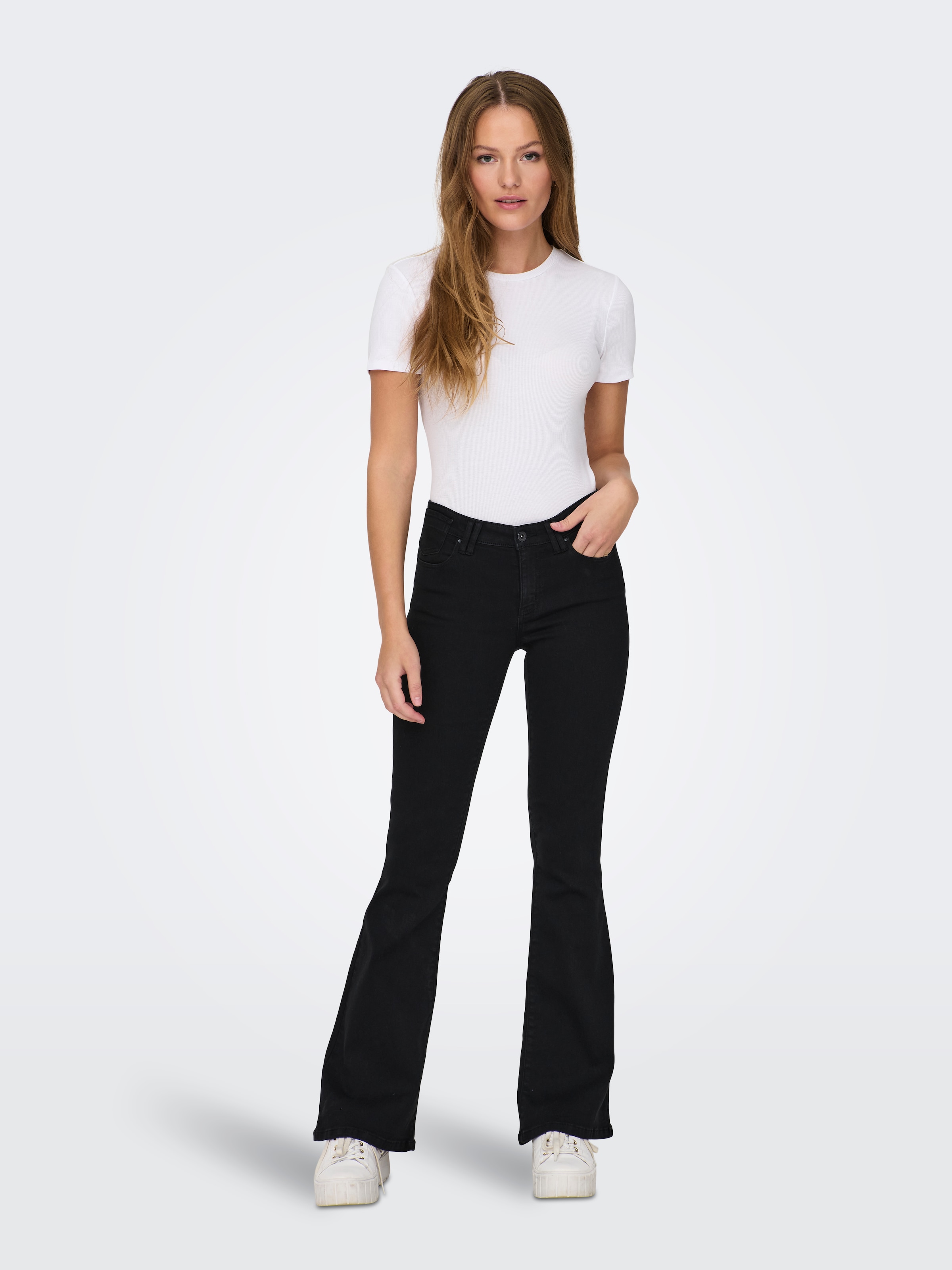 ONLY Bootcut-Jeans »ONLREESE REG RETRO FLARED DNM BOX« Materialmix, bootcut fit