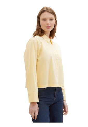 Hemdbluse, mit Kellerfalte im Oversize-Look und extra kurz